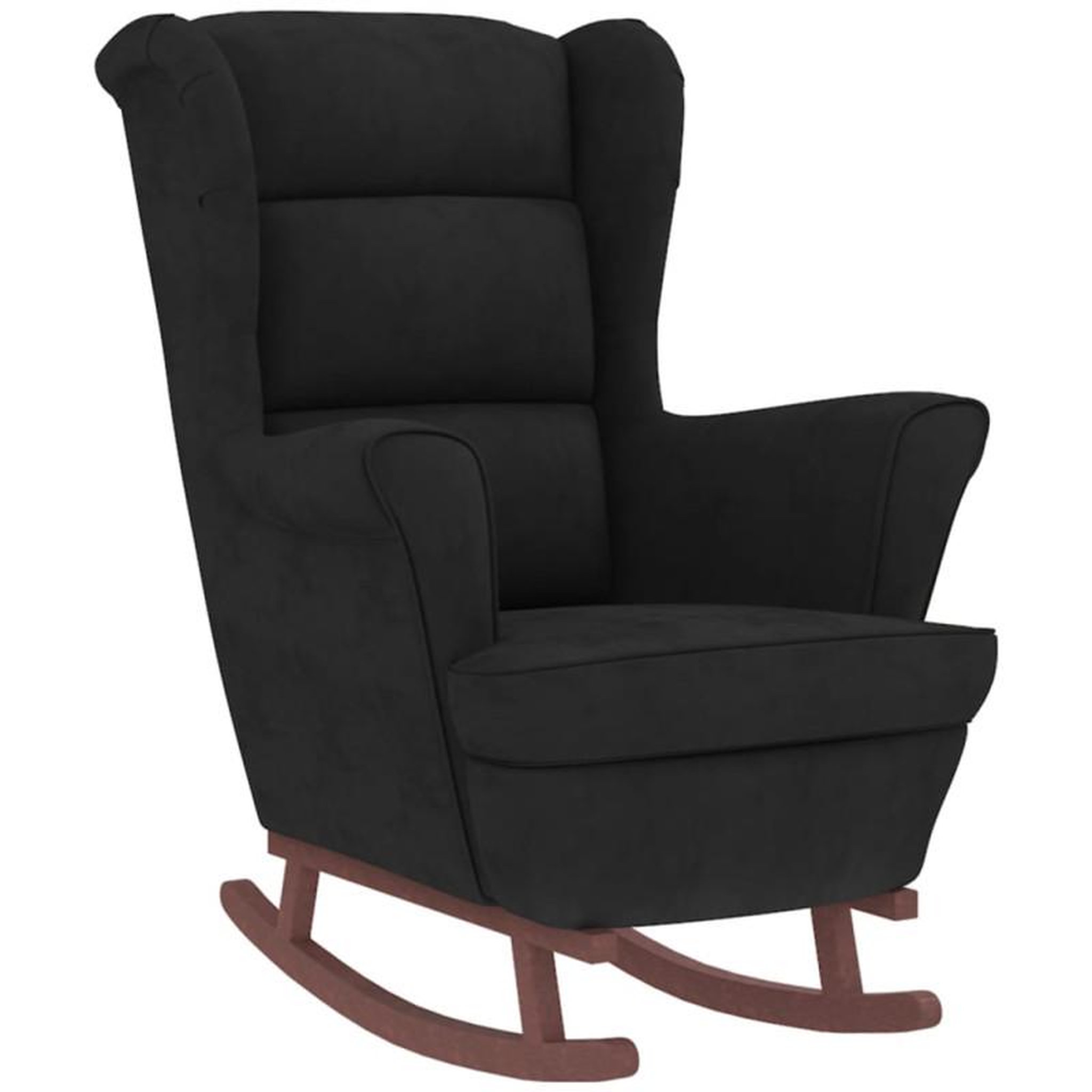 Voir la diapositive 4 : VIDAXL Chaise à bascule avec pieds en bois et tabouret Noir Velours