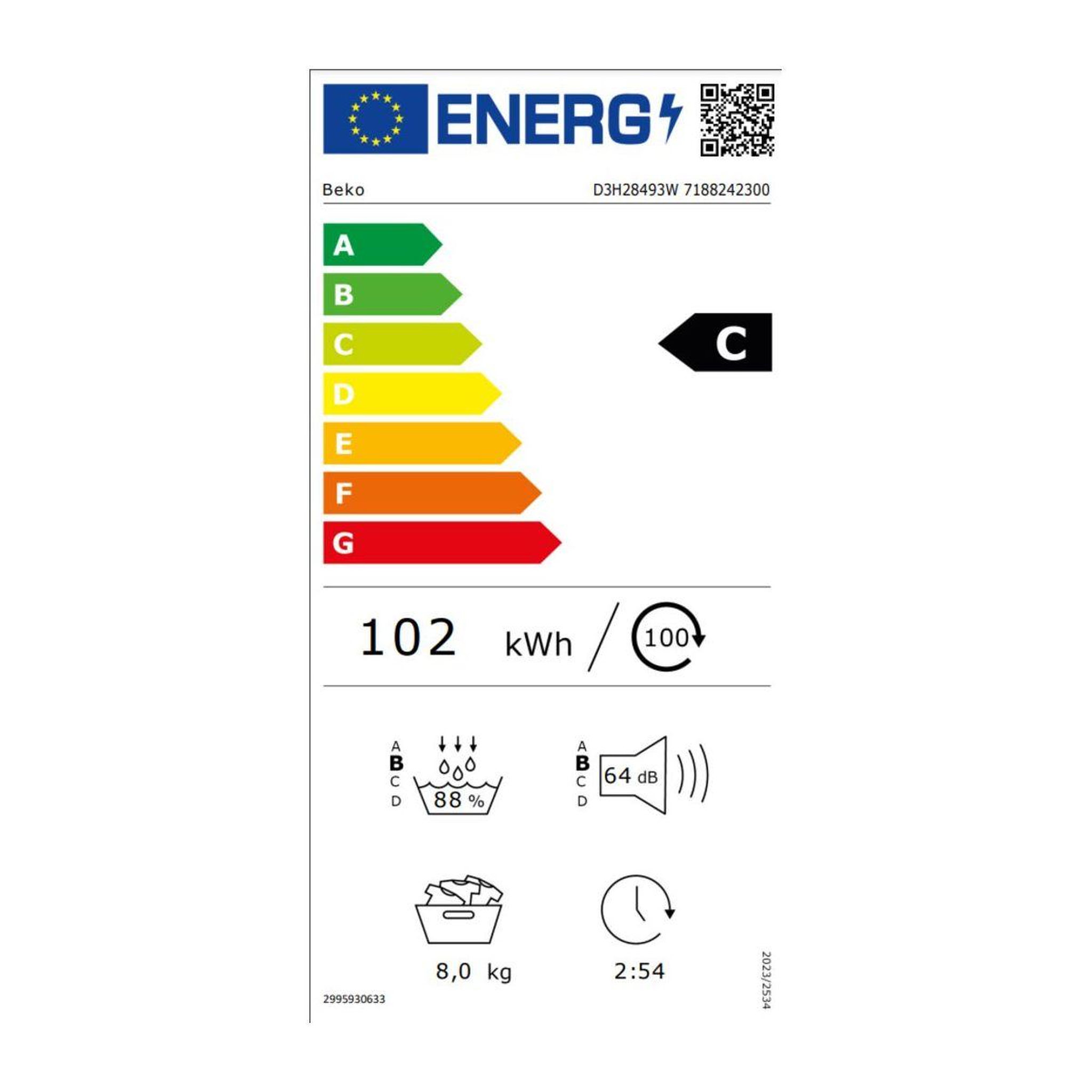 Voir la diapositive 6 : Beko Sèche linge pompe à chaleur d3h28493w