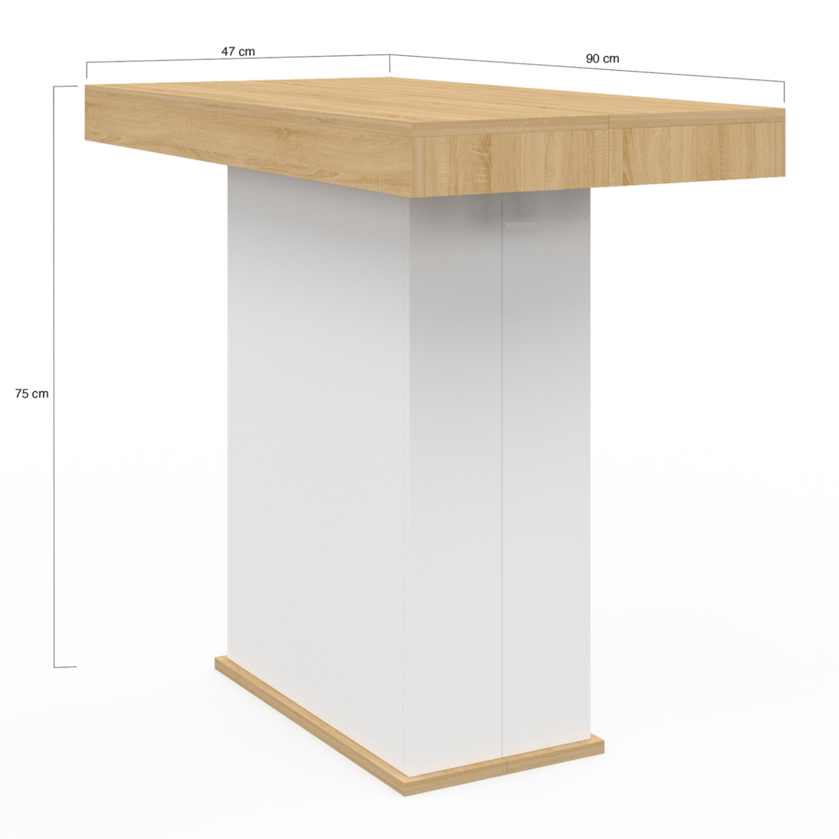 ID MARKET Table console extensible EDEN 10 personnes 235 cm bois et blanc
