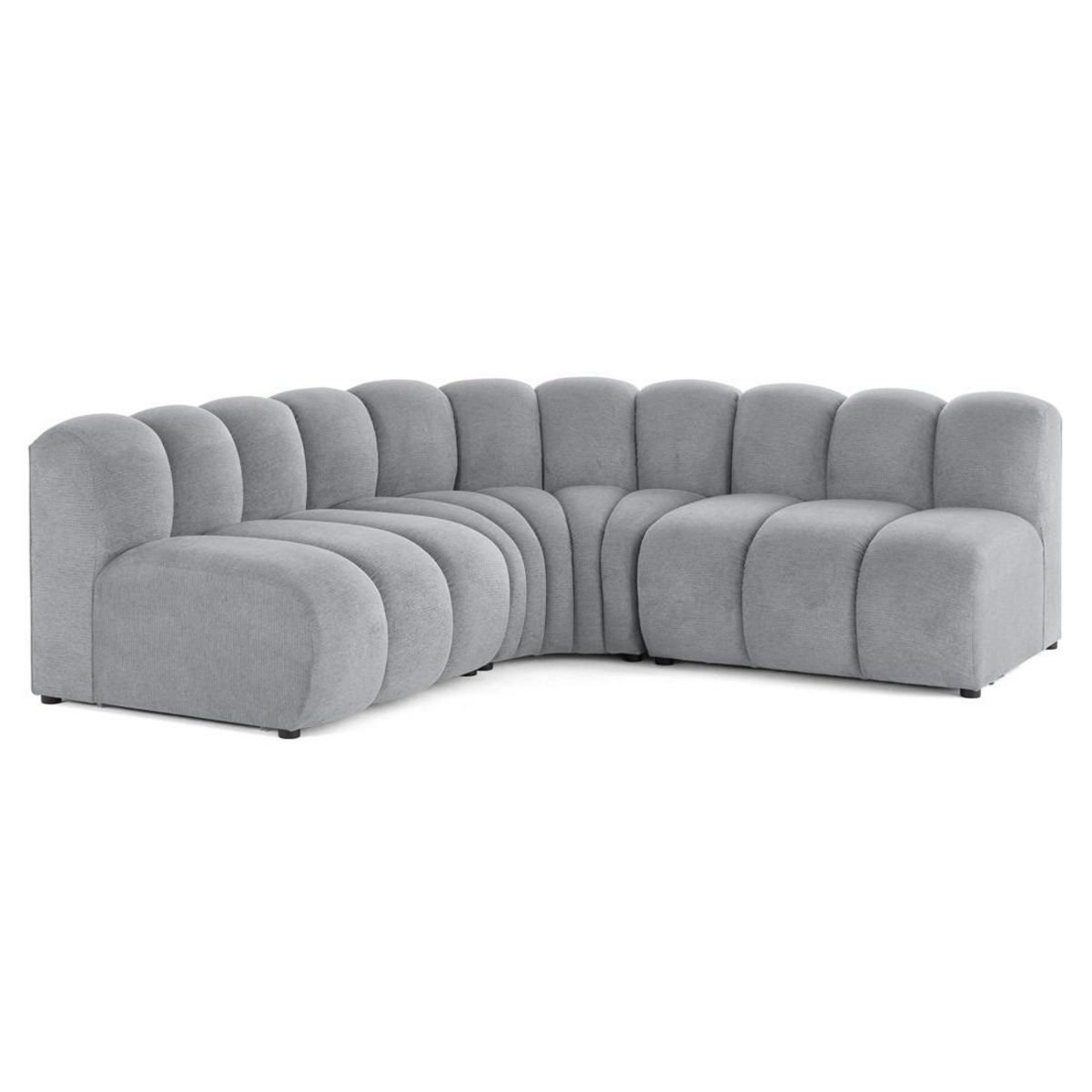 LISA DESIGN Debbie - canapé modulable d'angle réversible 4 places sans accoudoirs en tissu texturé