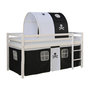 Voir la diapositive 3 : HomeStyle4U Lit mezzanine 90x200 avec échelle Tunnel et Rideau Pirate Noir