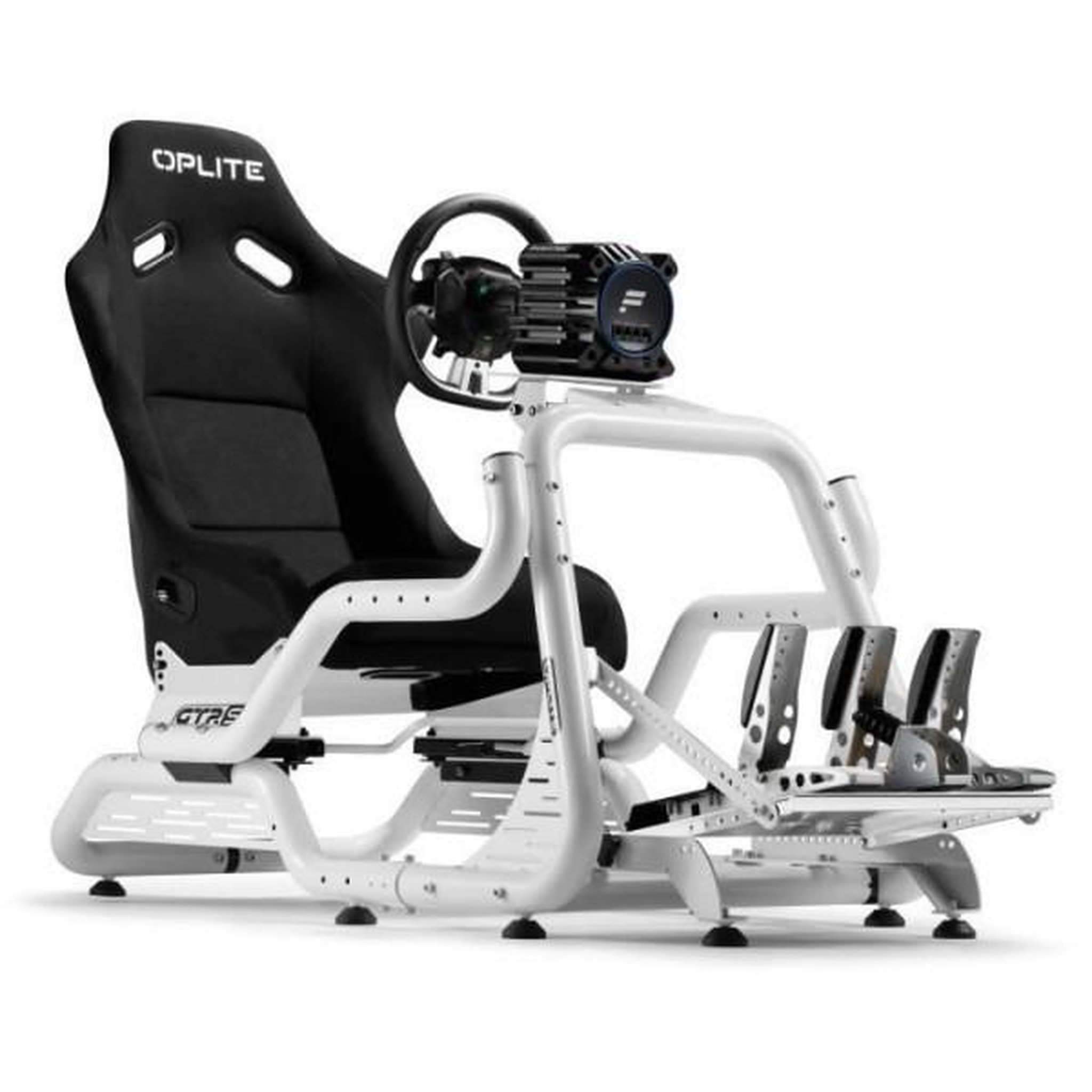 Voir la diapositive 4 : OPLITE Cockpit de simulation - OPLITE - GTR S8 Infinity Force - Acier carbone - Blanc - Simracing haute performance