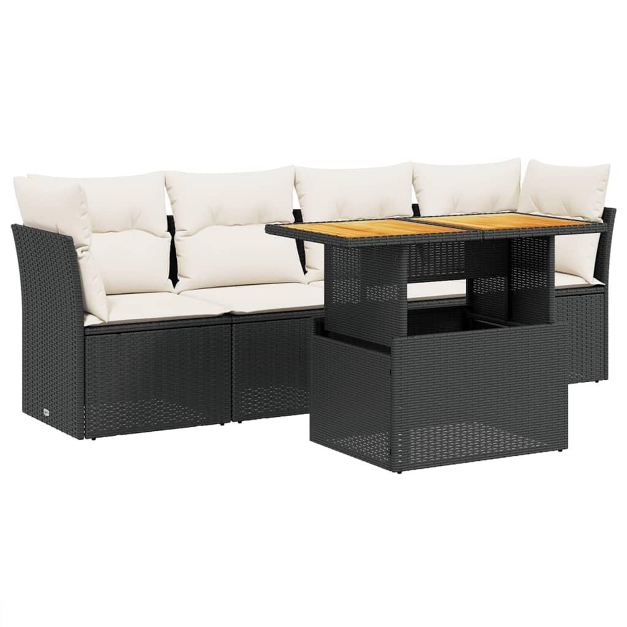 Voir la diapositive 2 : VIDAXL Salon de jardin 5 pcs avec coussins noir resine tressee
