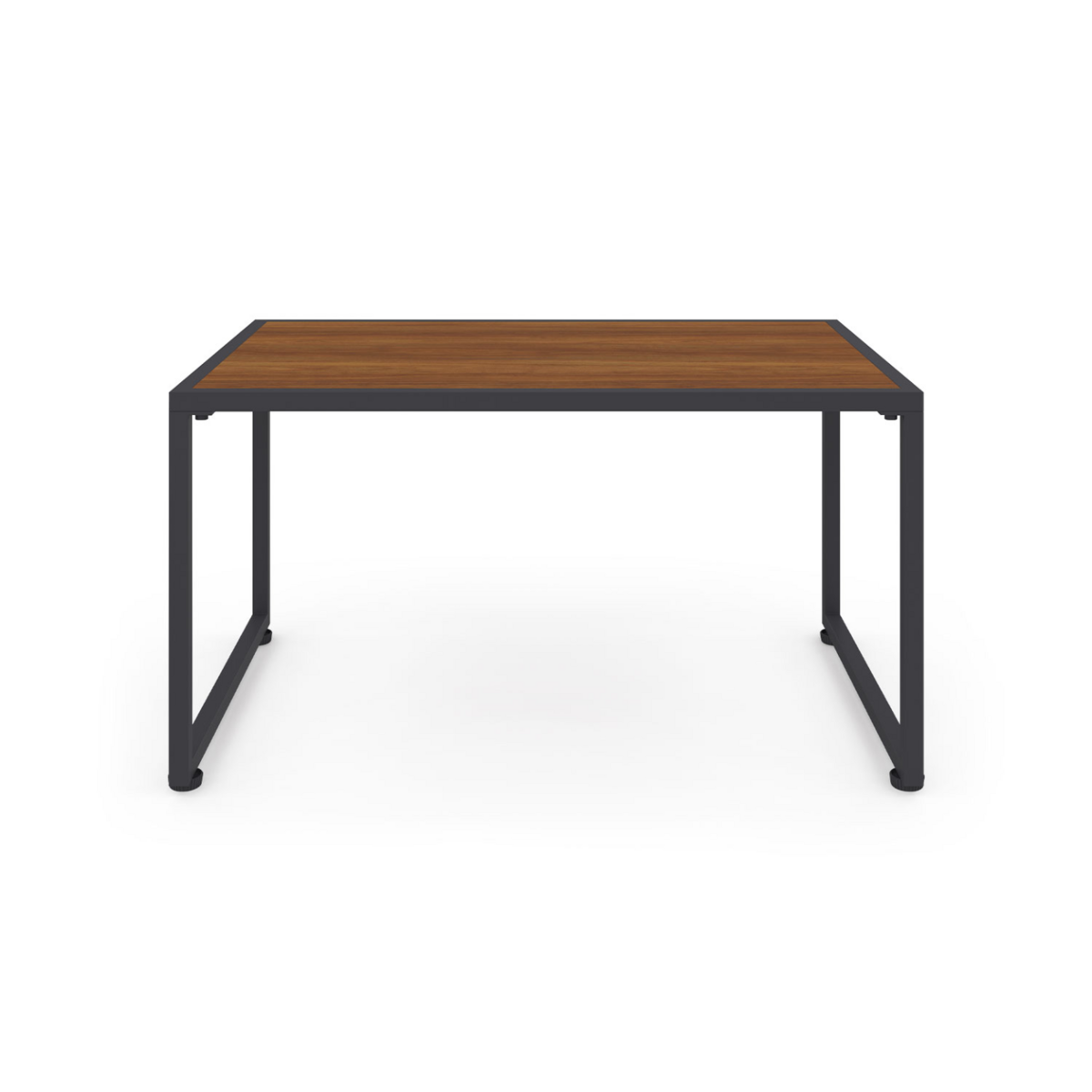 ID MARKET Salon de jardin bas RIO 4 places structure métal gris anthracite, cordage rotin et coussins gris