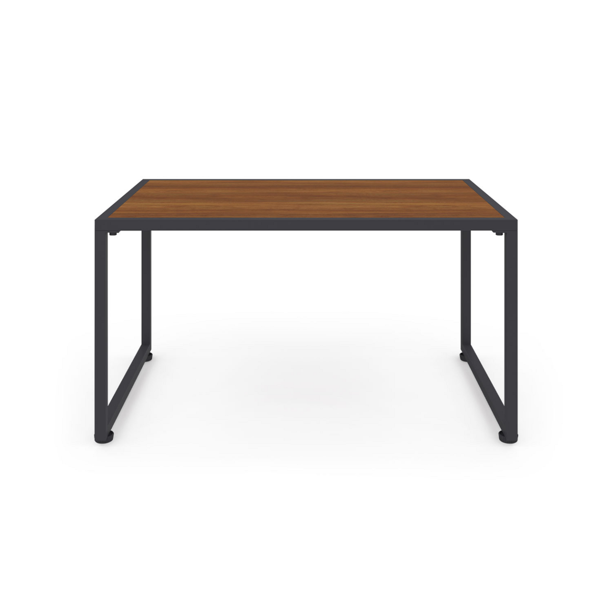 ID MARKET Salon de jardin bas RIO 4 places structure métal gris anthracite, cordage rotin et coussins gris