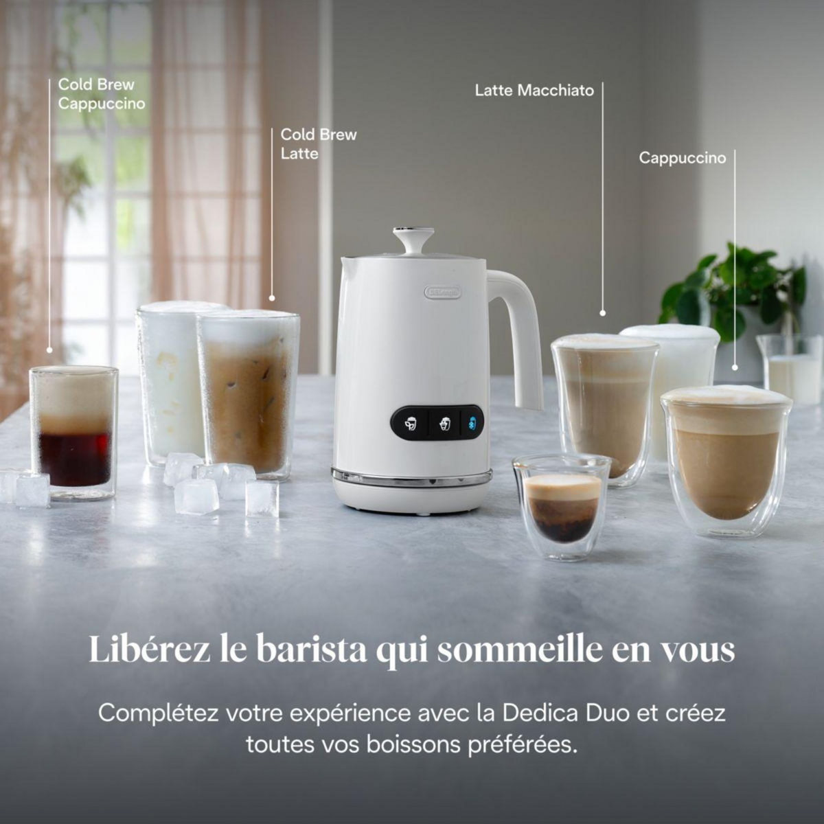 DELONGHI Mousseur à lait LatteMix Métal EMF3.W