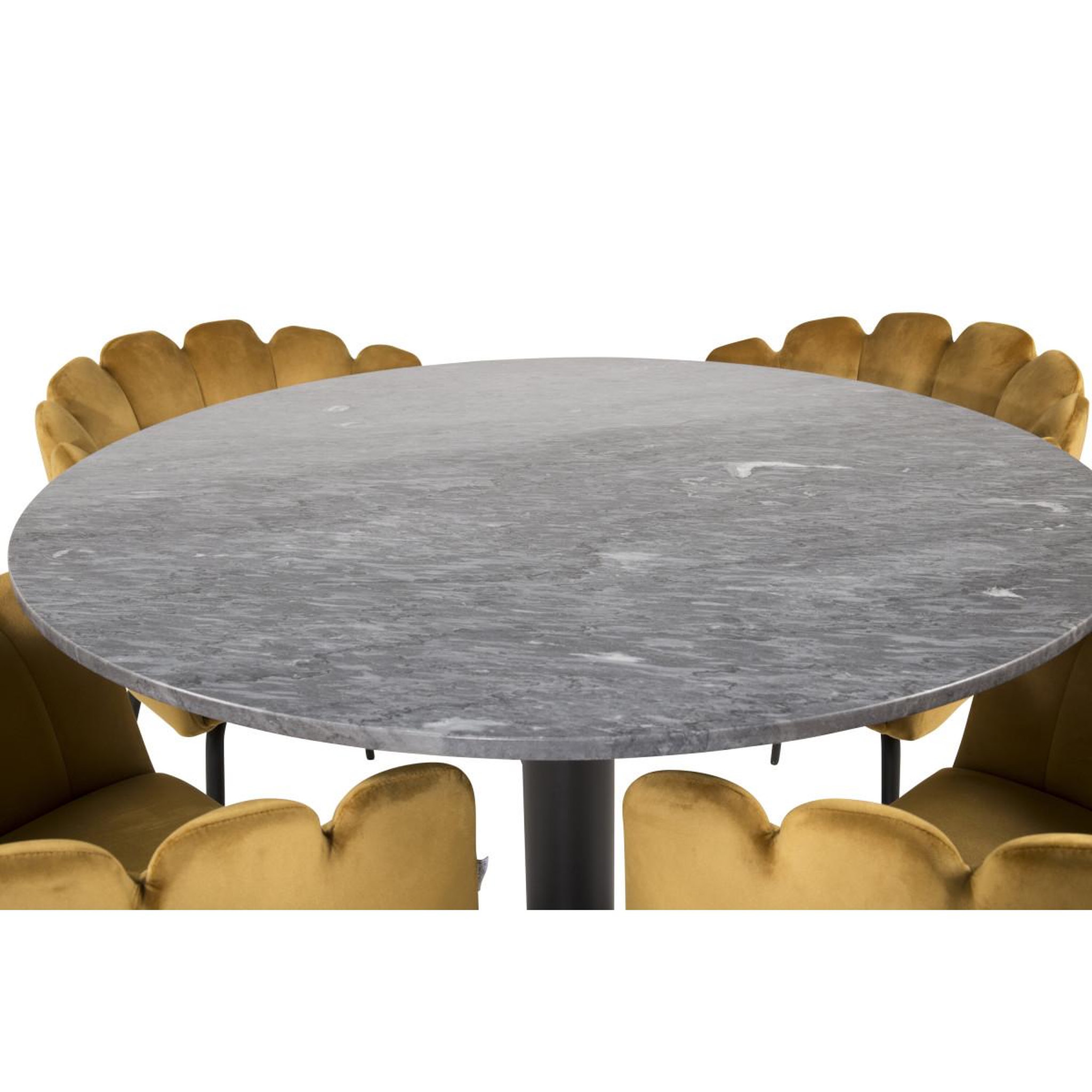 Voir la diapositive 2 : Paris Prix Ensemble Table à Manger & 4 Chaises  Estelle I & Limhamn  106cm Gris Foncé & Jaune