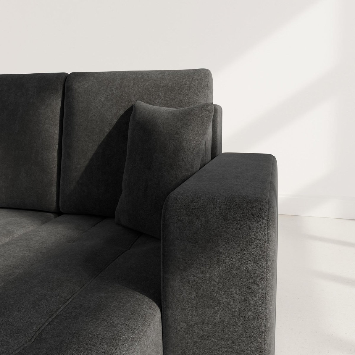 BEST MOBILIER Nicole - canapé d'angle réversible 4 places convertible avec coffre en tissu