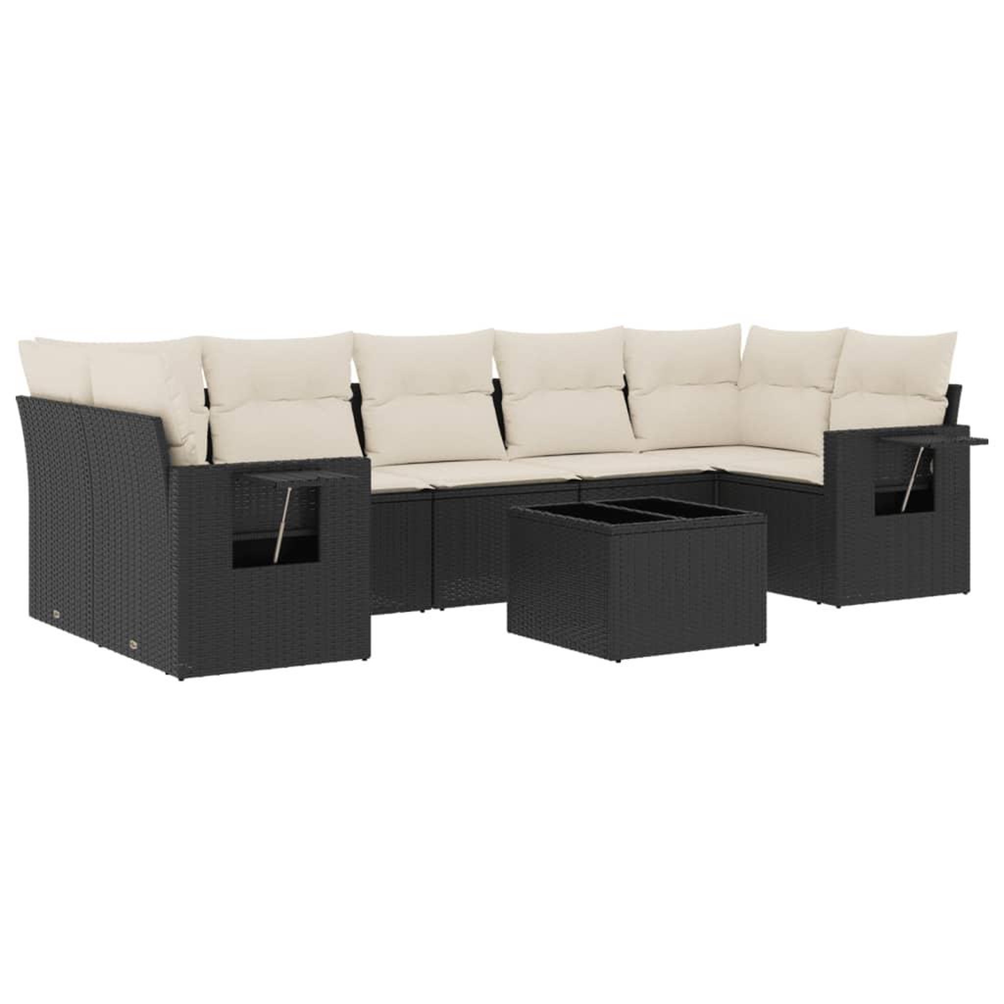 Voir la diapositive 2 : VIDAXL Salon de jardin 8 pcs avec coussins noir resine tressee
