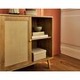 Voir la diapositive 3 : BEST MOBILIER Goto - buffet haut - effet bois et cannage - 2 niches et 1 porte - 80 cm