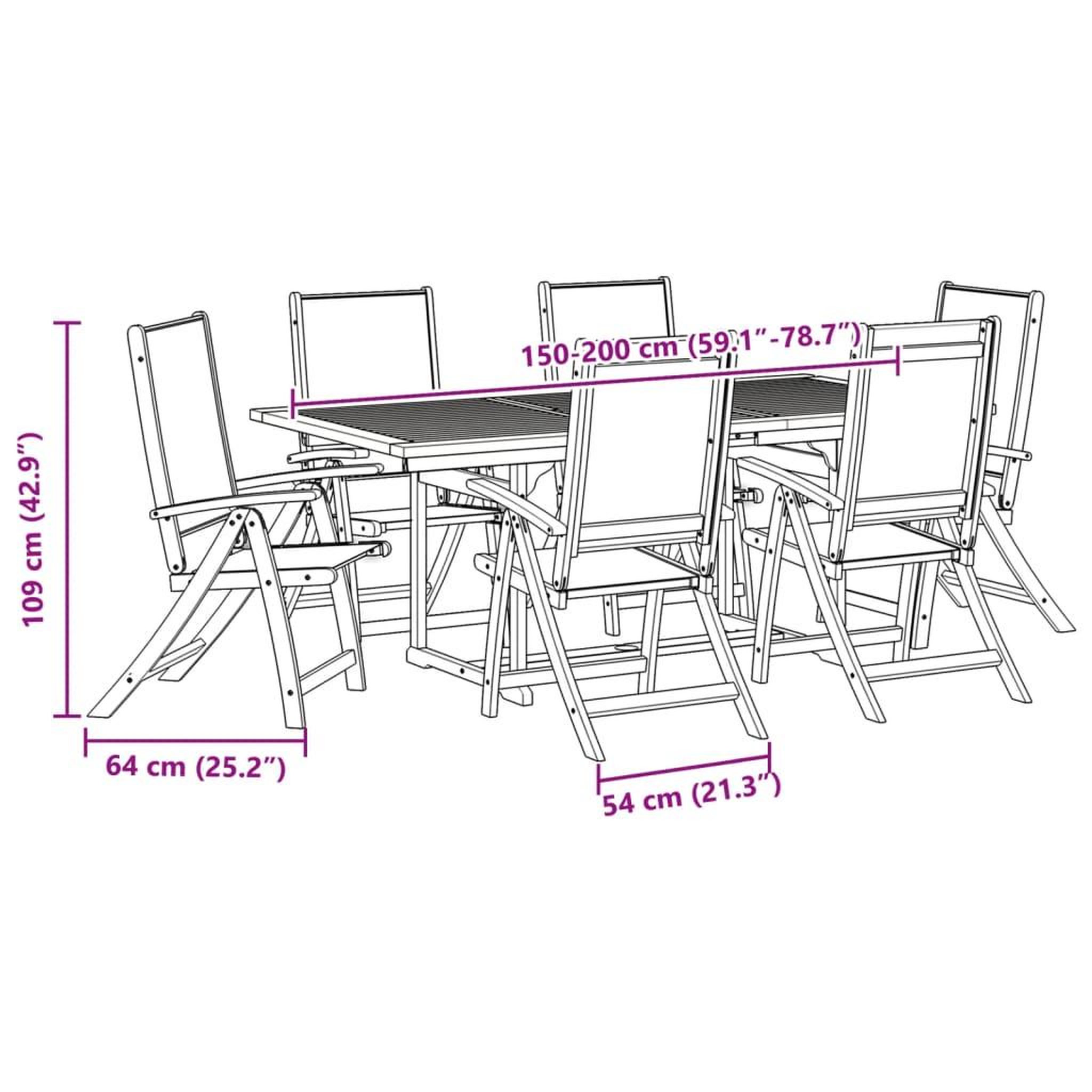 Voir la diapositive 6 : VIDAXL Ensemble a Manger de jardin 7pcs bois d'acacia solide textilene