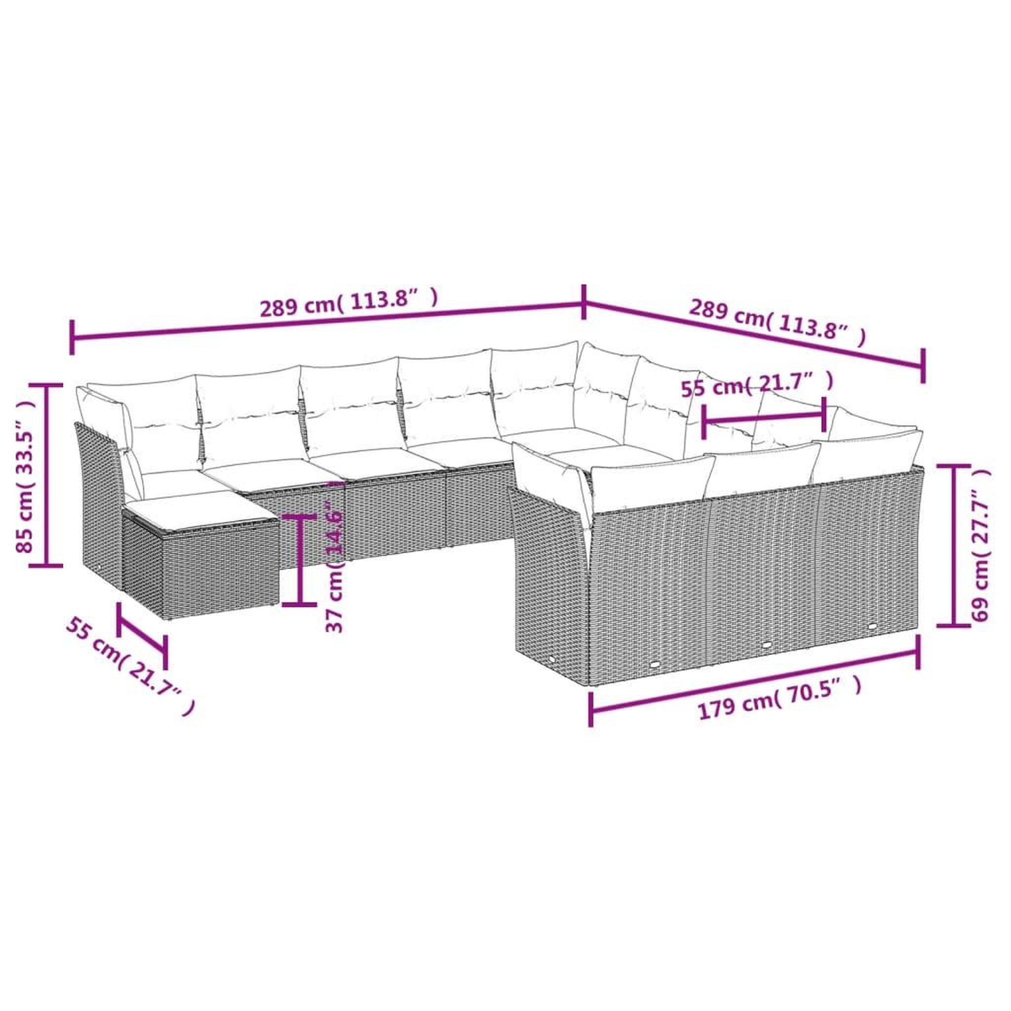 Voir la diapositive 4 : VIDAXL Salon de jardin 12 pcs avec coussins noir resine tressee