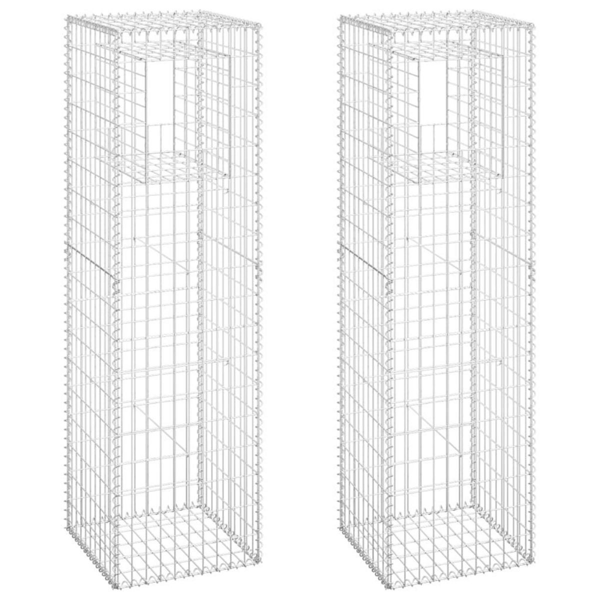VIDAXL Poteaux a panier de gabion 2 pcs 50x50x180 cm Fer