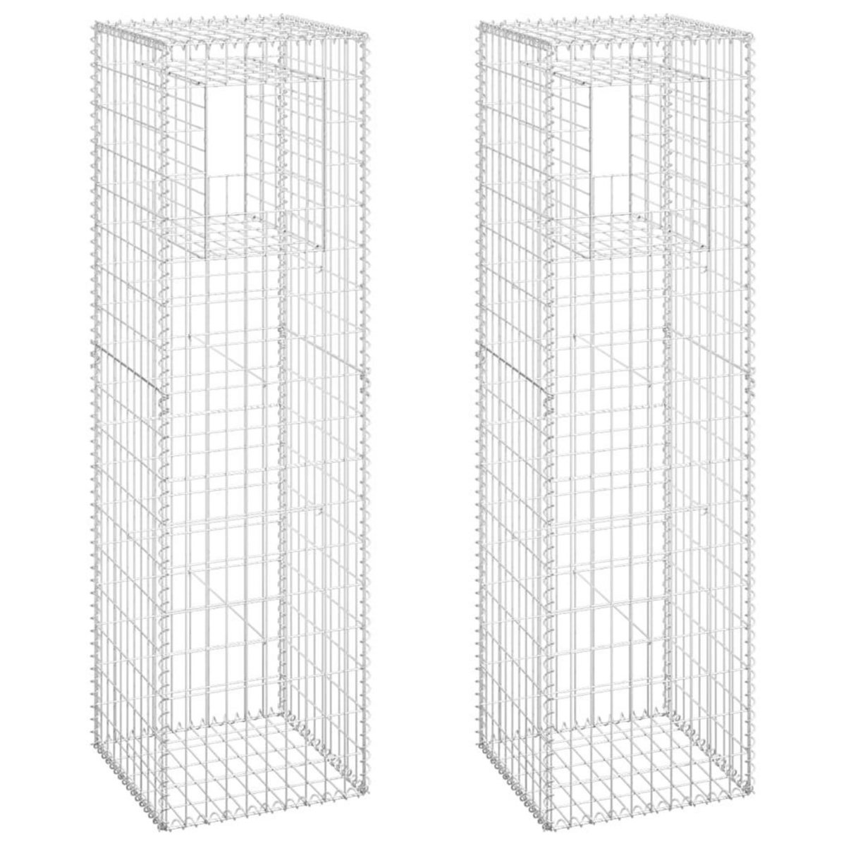 VIDAXL Poteaux a panier de gabion 2 pcs 50x50x180 cm Fer