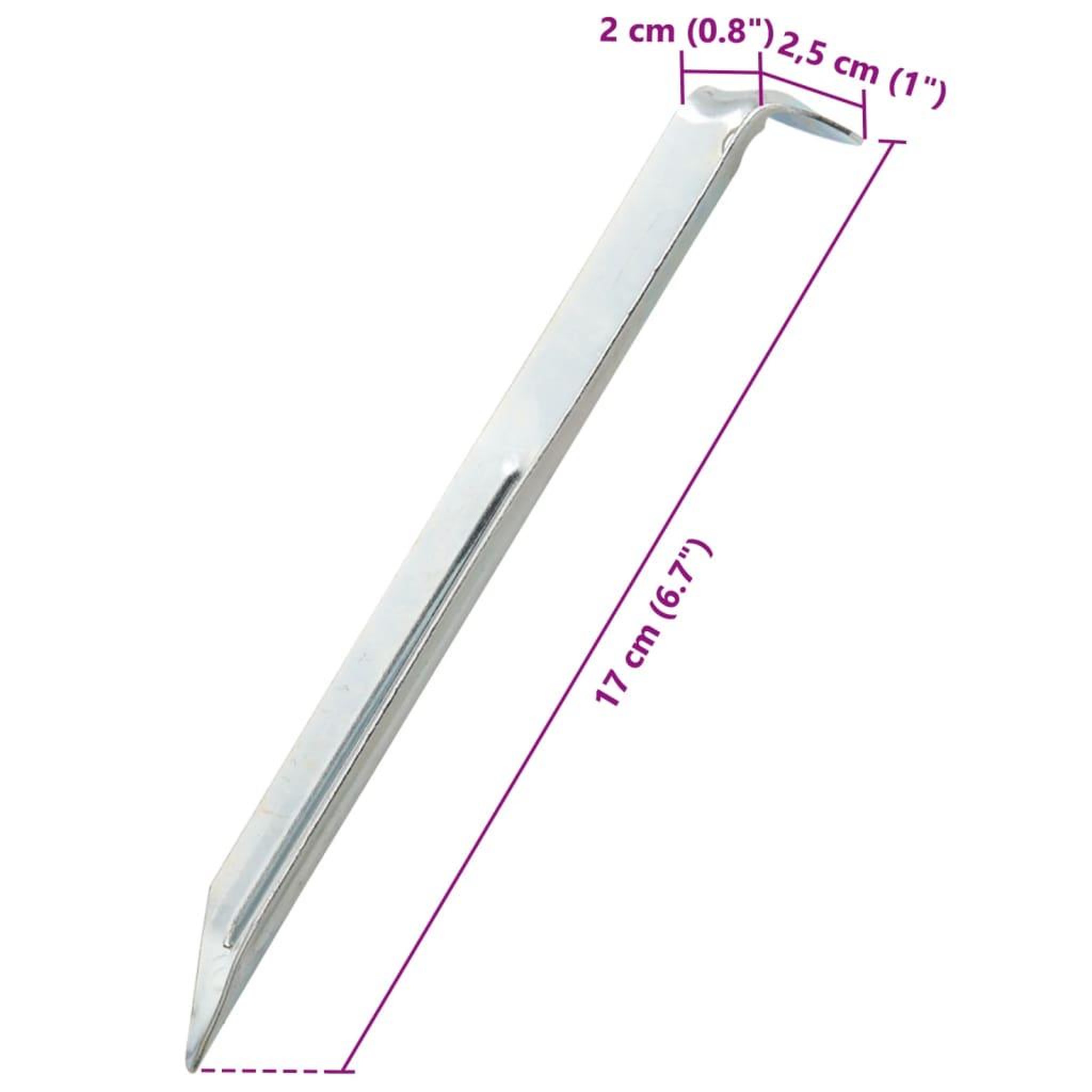 Voir la diapositive 6 : VIDAXL Piquets de tente 24 pcs 17 cm Ø20 mm acier galvanise