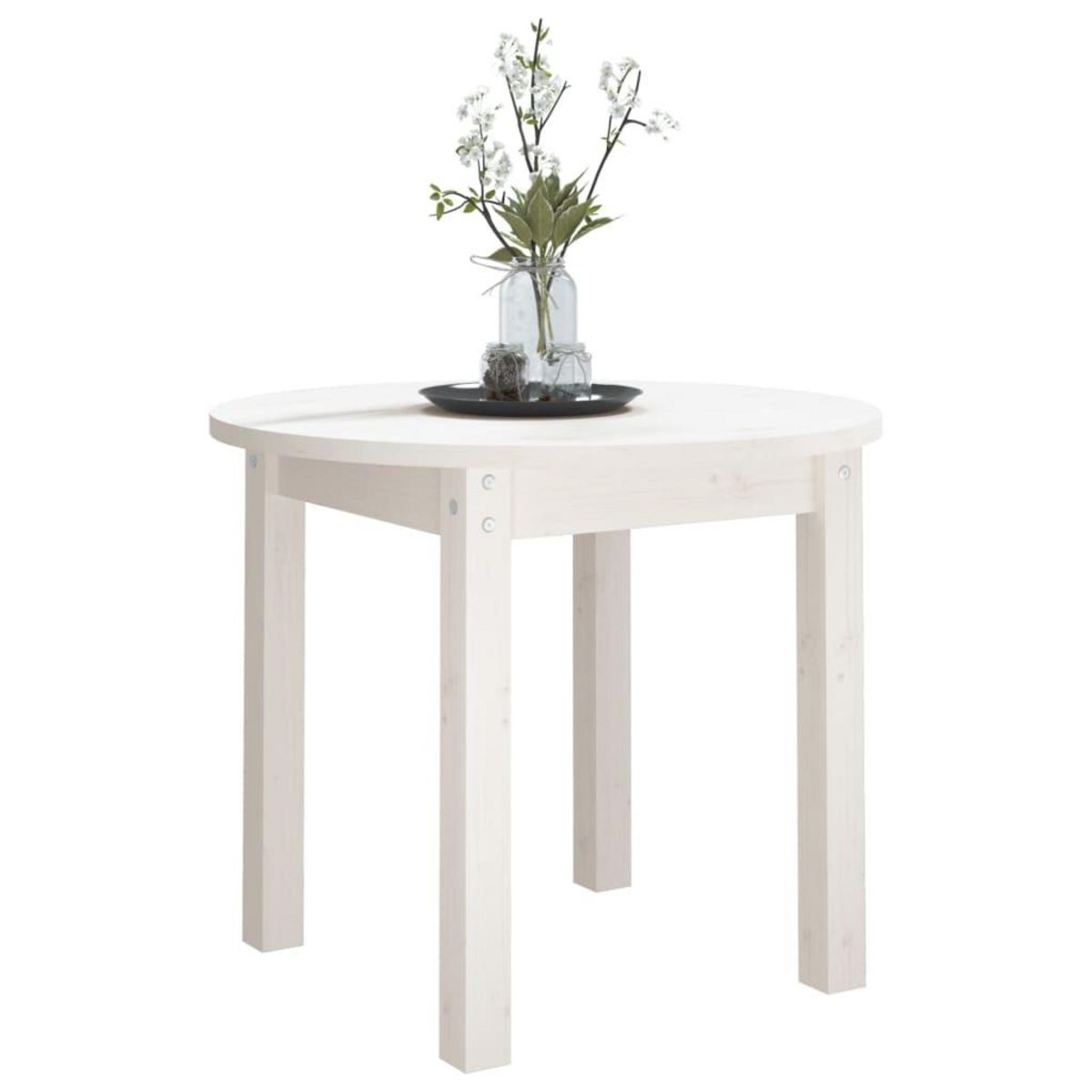 VIDAXL Table basse Blanc Ø 55x45 cm Bois massif de pin