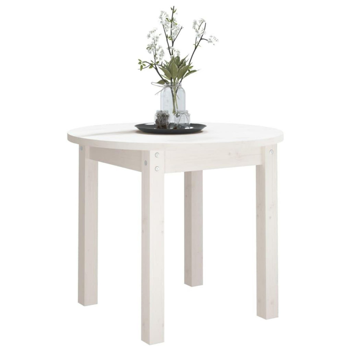 VIDAXL Table basse Blanc Ø 55x45 cm Bois massif de pin