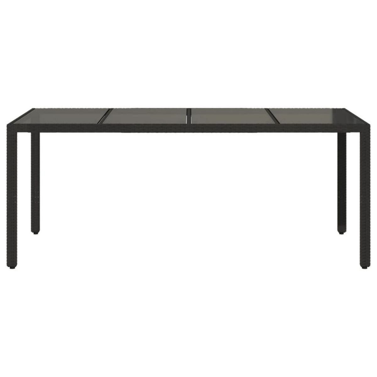 VIDAXL Table de jardin dessus en verre Noir 190x90x75cm Resine tressee