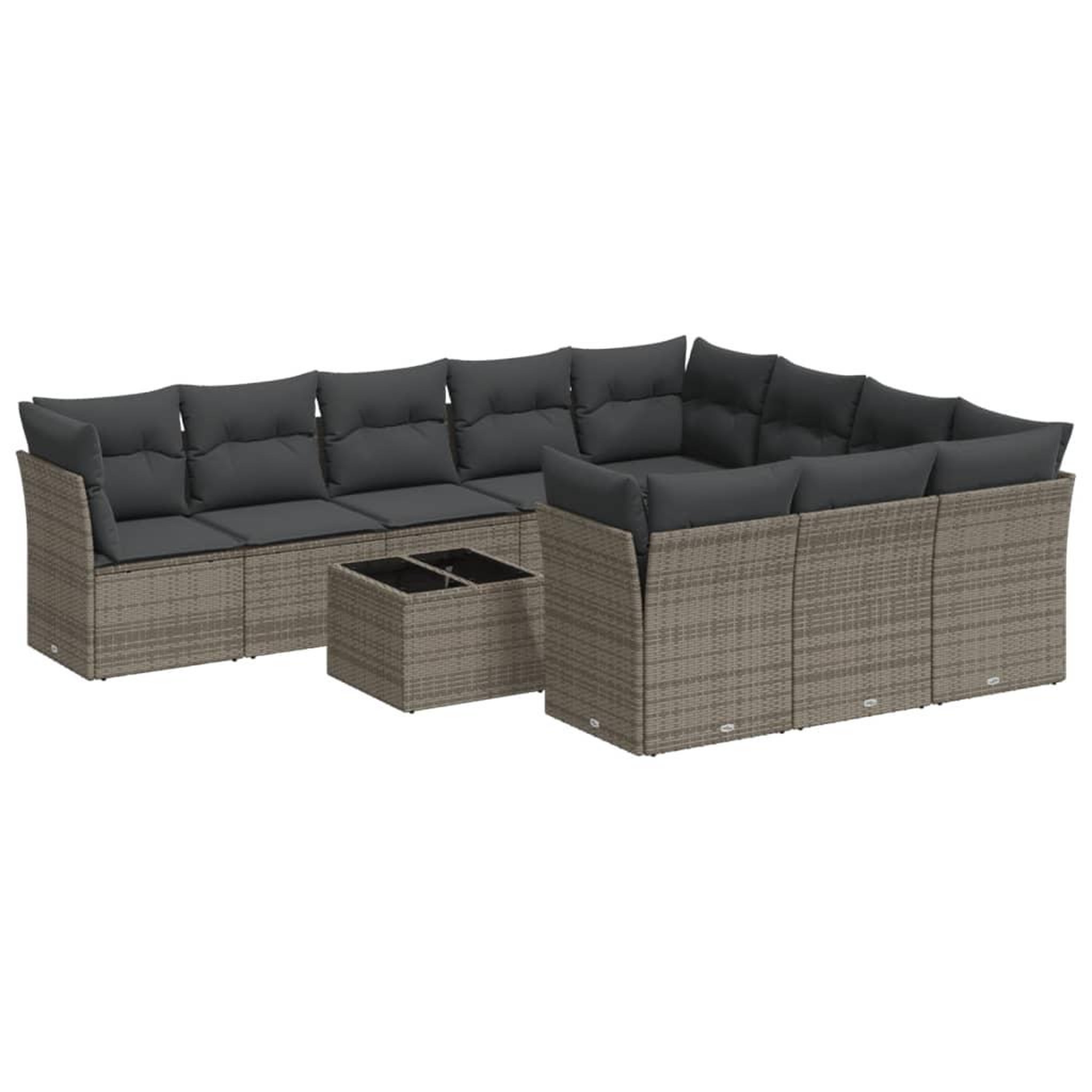 Voir la diapositive 2 : VIDAXL Salon de jardin 11 pcs avec coussins gris resine tressee