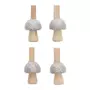 RICO DESIGN 8 pinces champignons en bois pailletées argentées 3 x 2,3 cm
