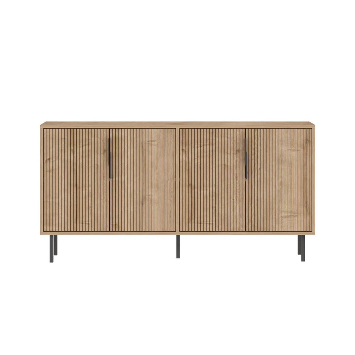 CONCEPT USINE Buffet cannelé 4 portes aspect bois 150x75cm CIARO