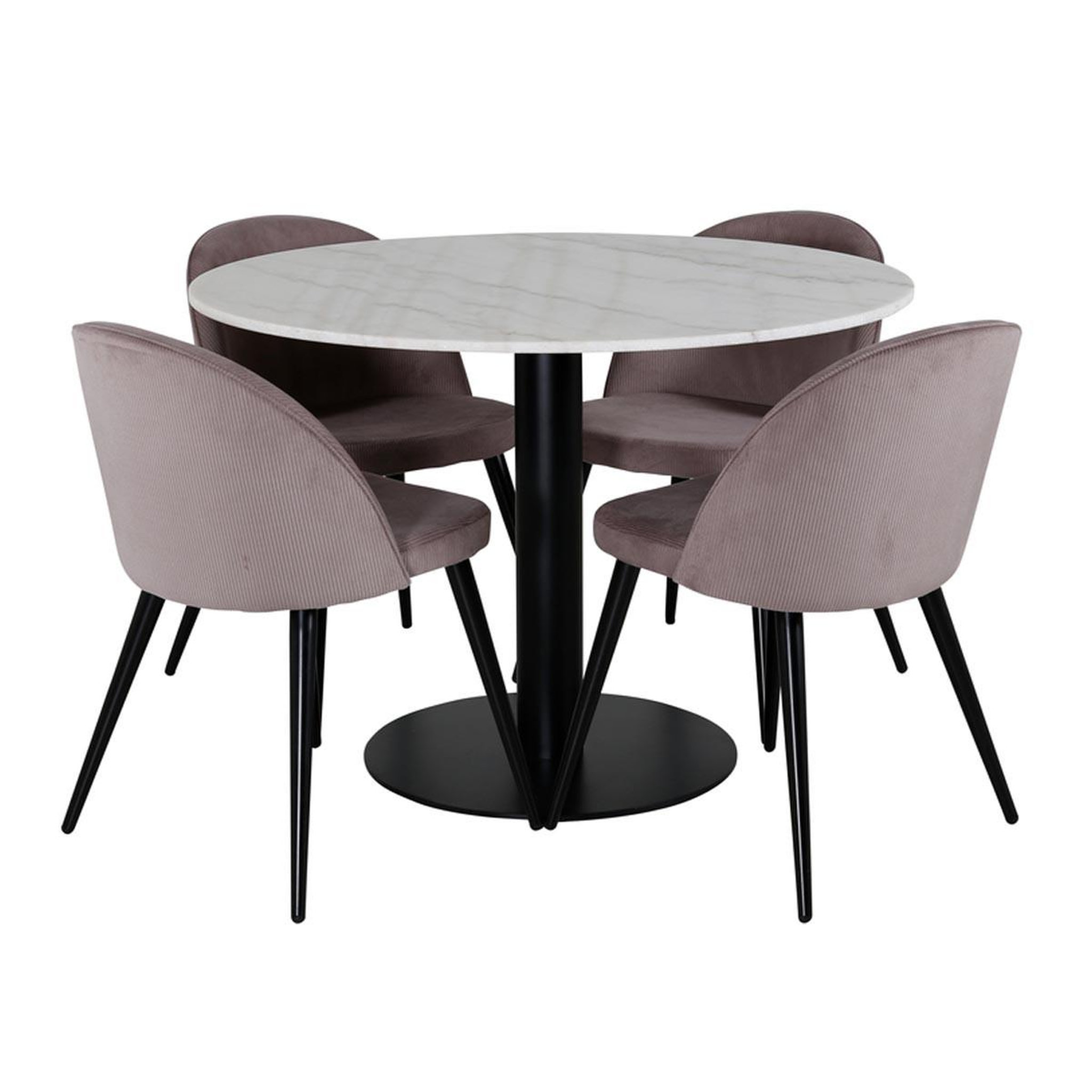 Paris Prix Ensemble table à manger & 4 chaises  estelle & velvet  106cm blanc & rose