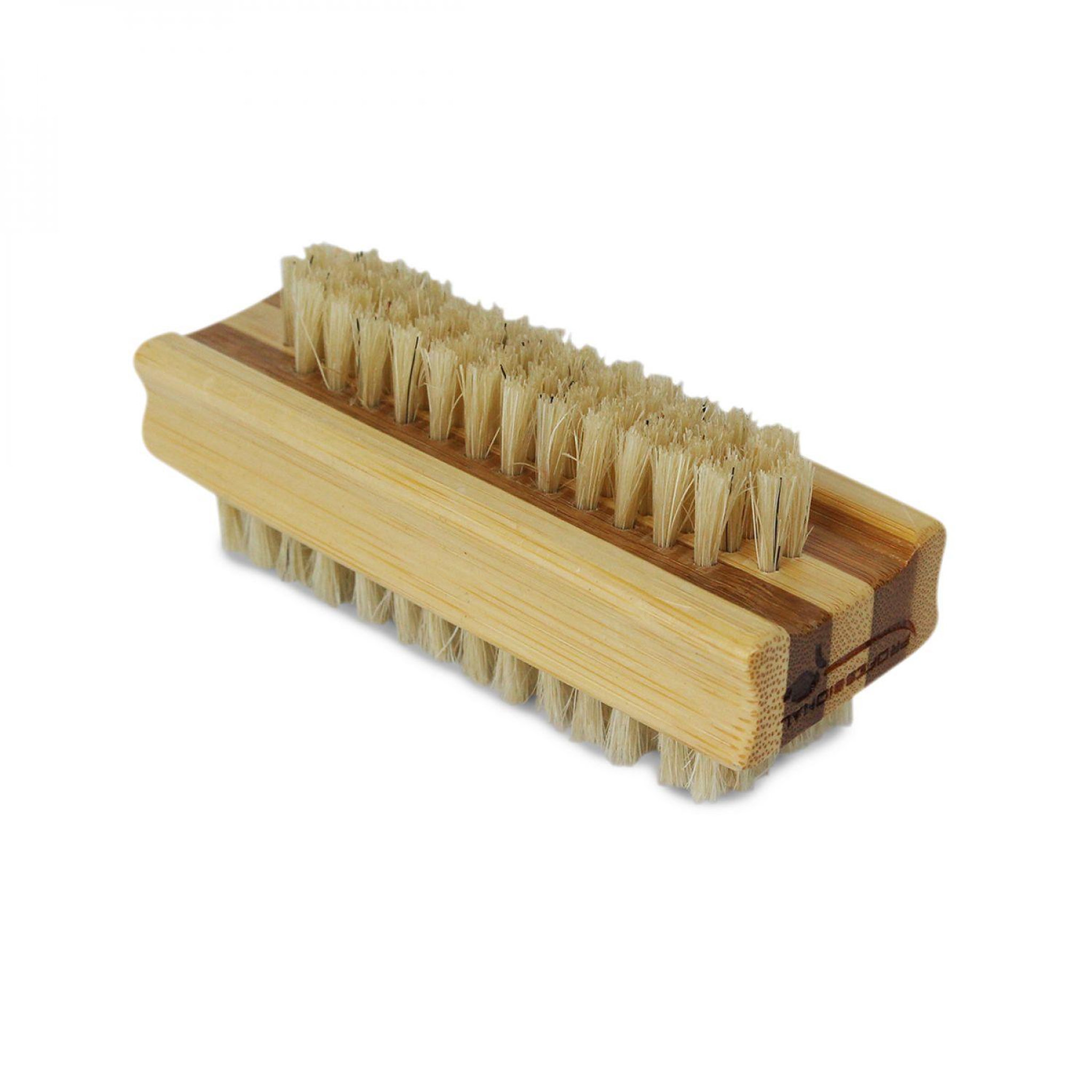 VIVEZEN Lot de 2 brosses à ongles 10 cm double face en bambou et poils de sanglier