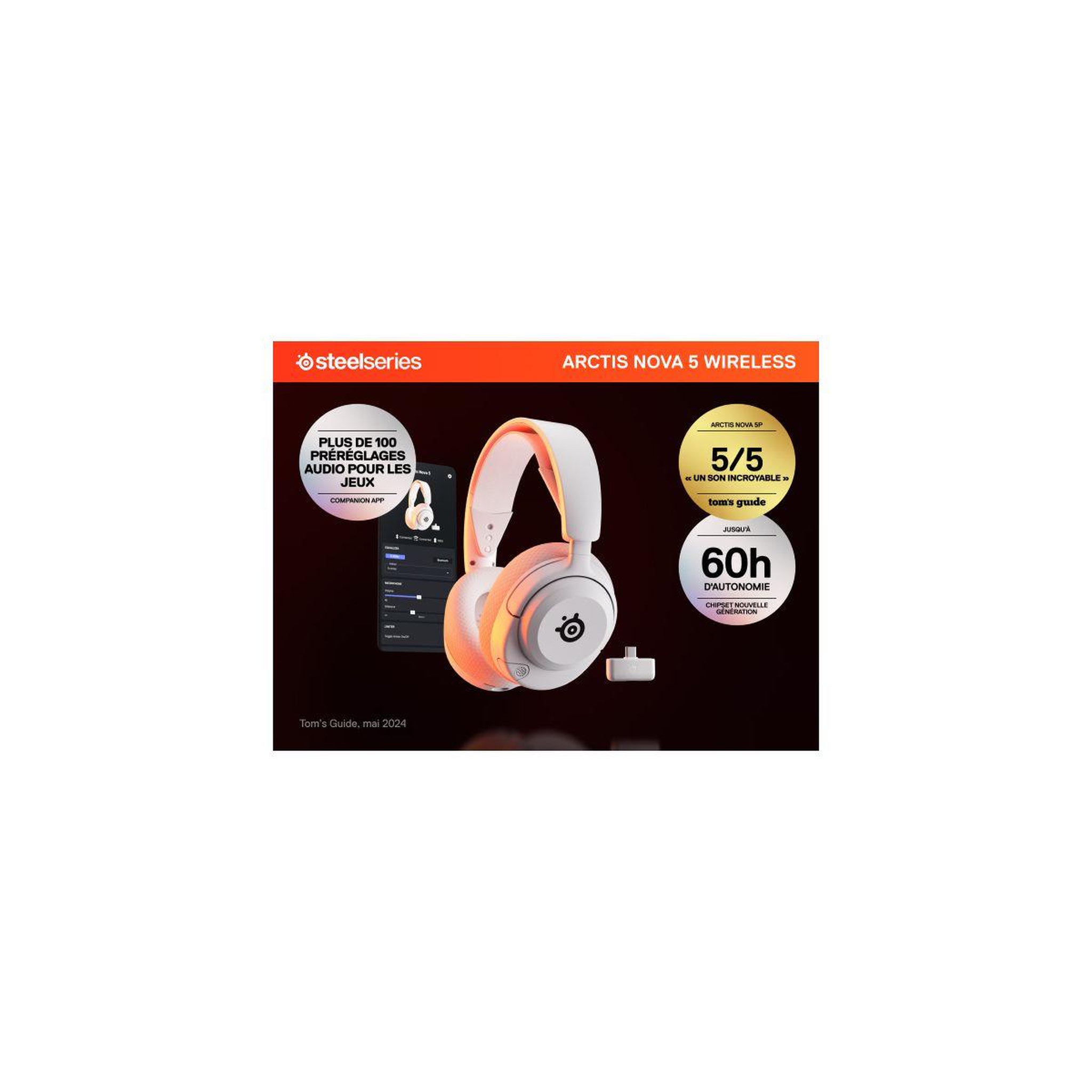 Voir la diapositive 2 : STEEL SERIES Casque gamer Arctis Nova 5 Blanc