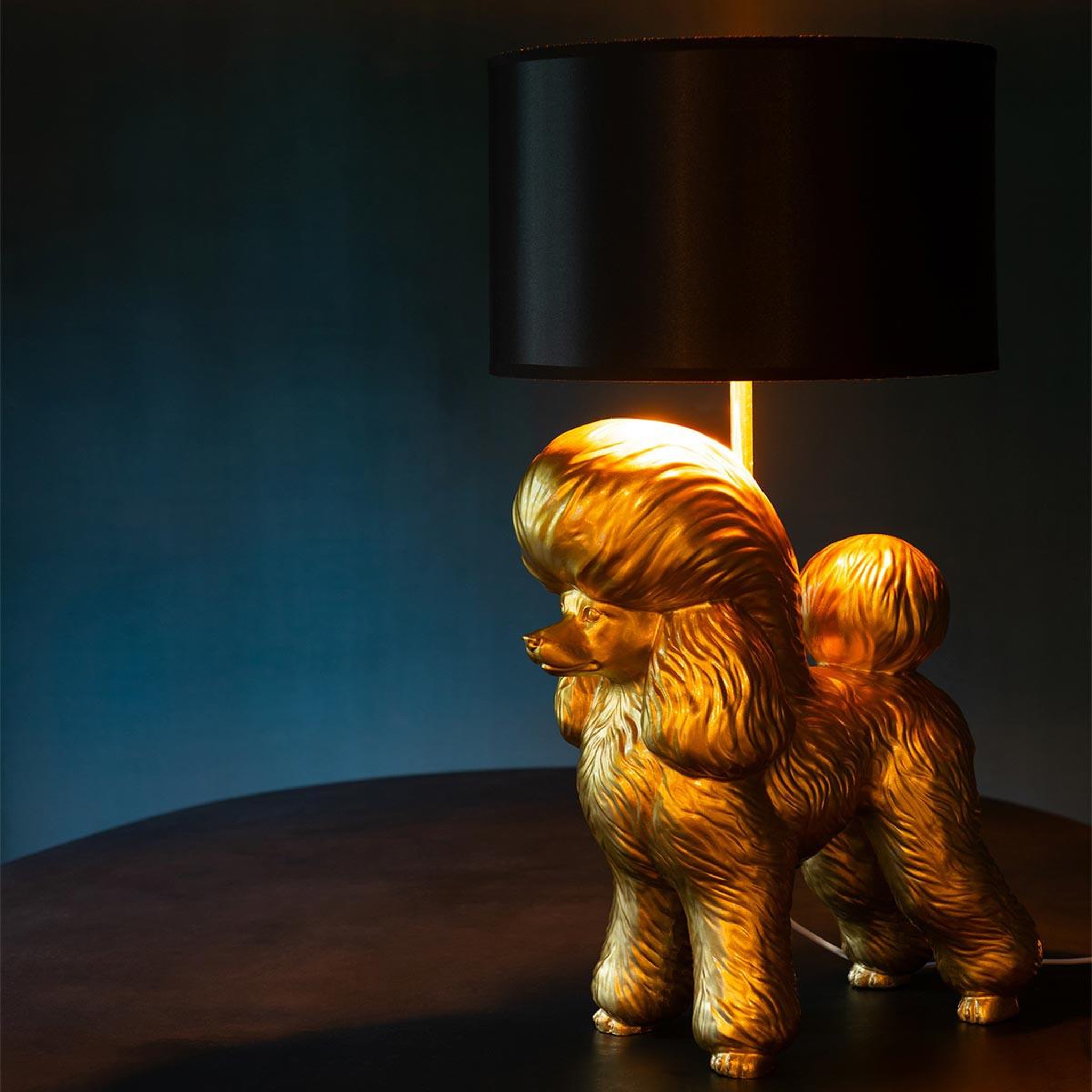 Voir la diapositive 4 : J-LINE Lampe à poser déco  caniche  74cm or