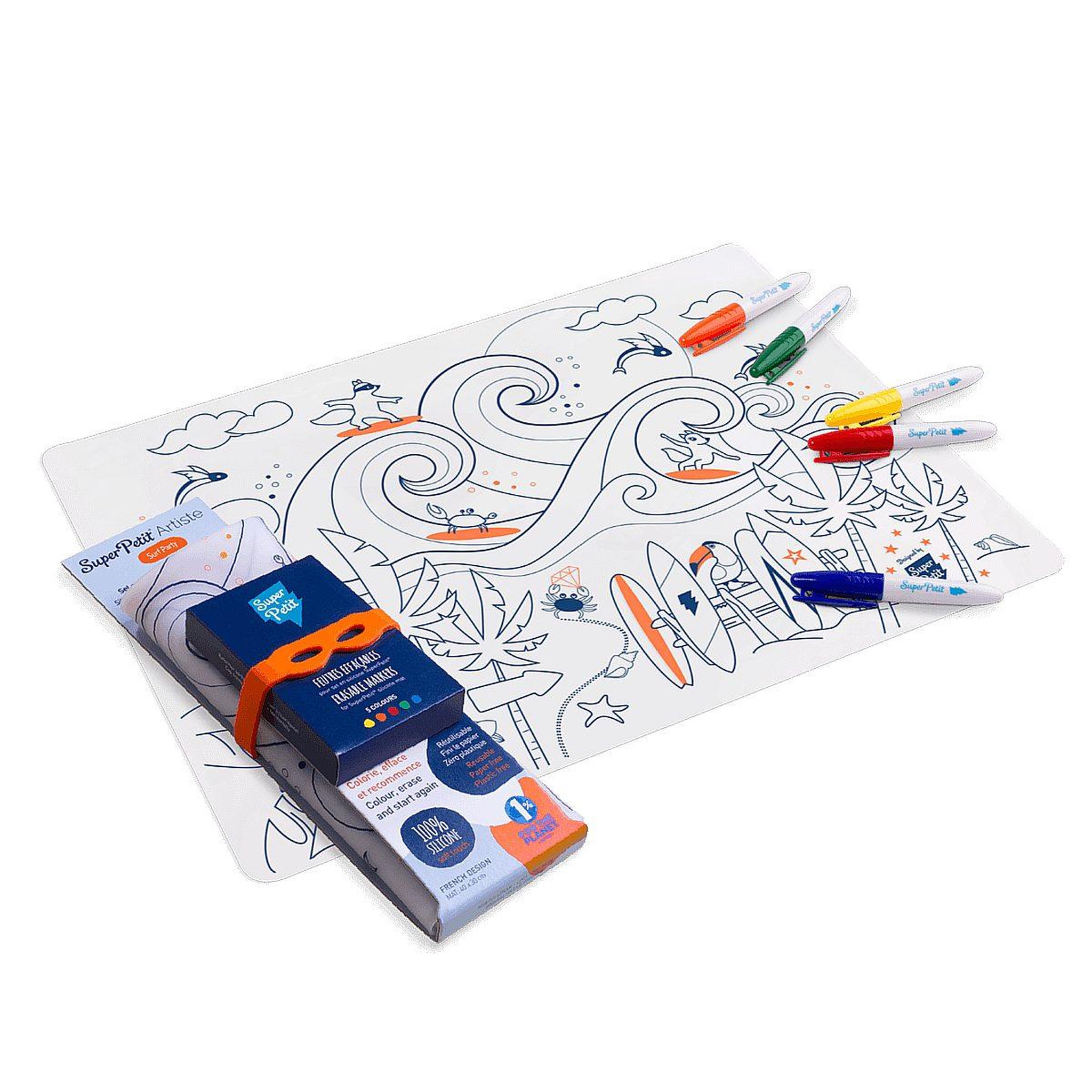 Voir la diapositive 3 : SUPER PETIT Set en silicone a colorier surf party