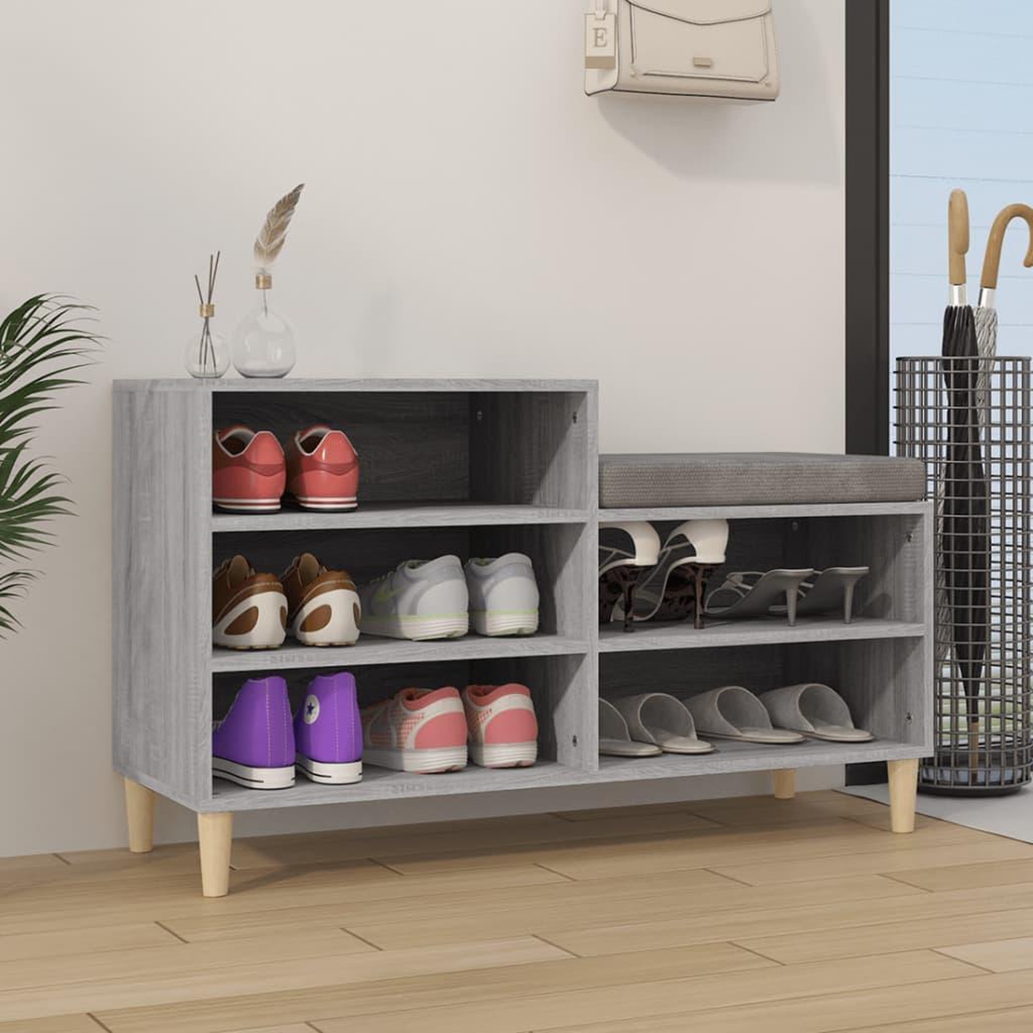 Voir la diapositive 1 : VIDAXL Armoire a chaussures Sonoma gris 102x36x60 cm Bois d'ingenierie