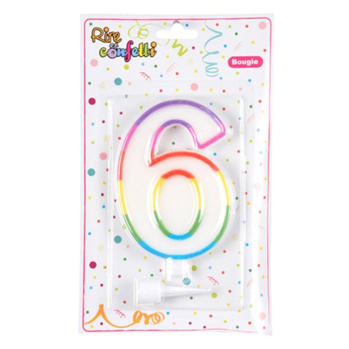 Paris Prix Bougie d'Anniversaire  Chiffre 6  10cm Multicolore