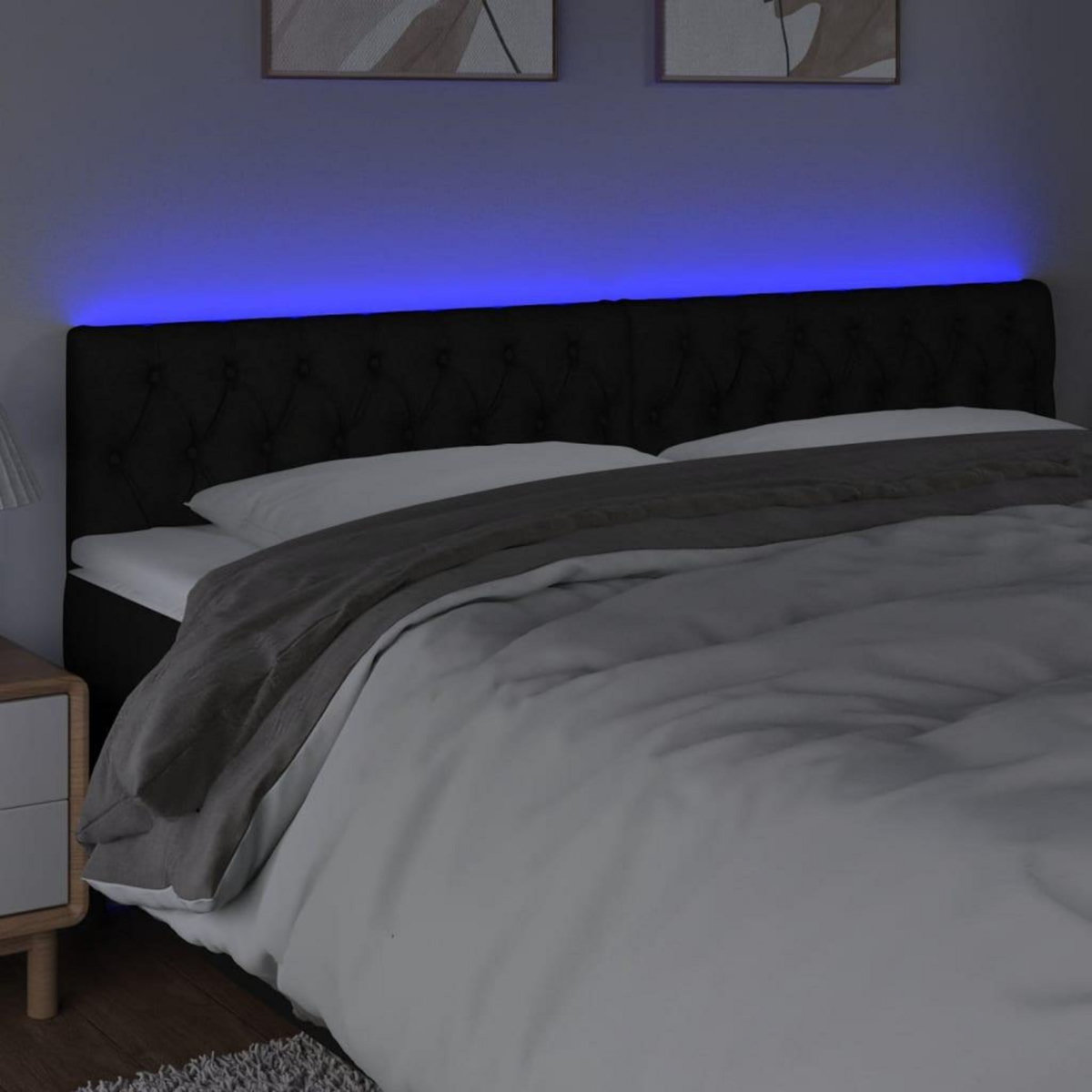 VIDAXL Tete de lit a LED Noir 200x7x78/88 cm Tissu