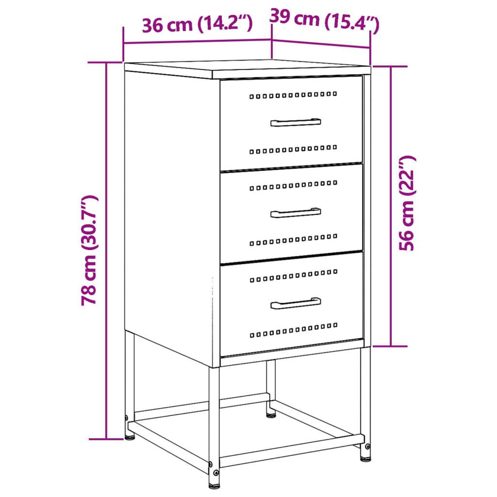 Voir la diapositive 6 : VIDAXL Tables de chevet 2 pcs anthracite 36x39x78 cm acier