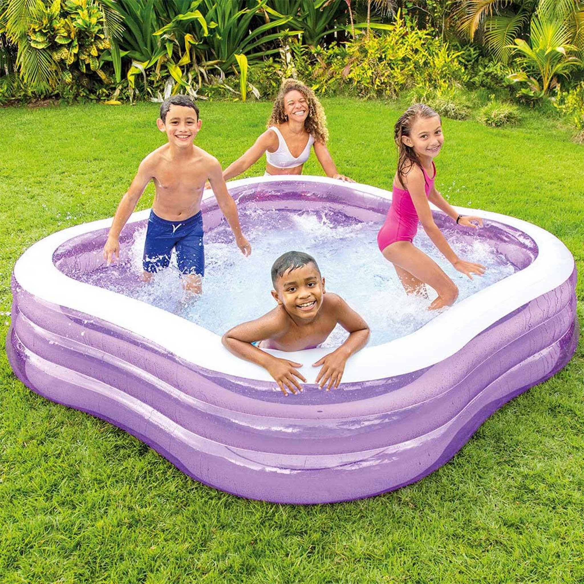 Voir la diapositive 2 : INTEX Piscine gonflable carrée  hublot  229cm violet
