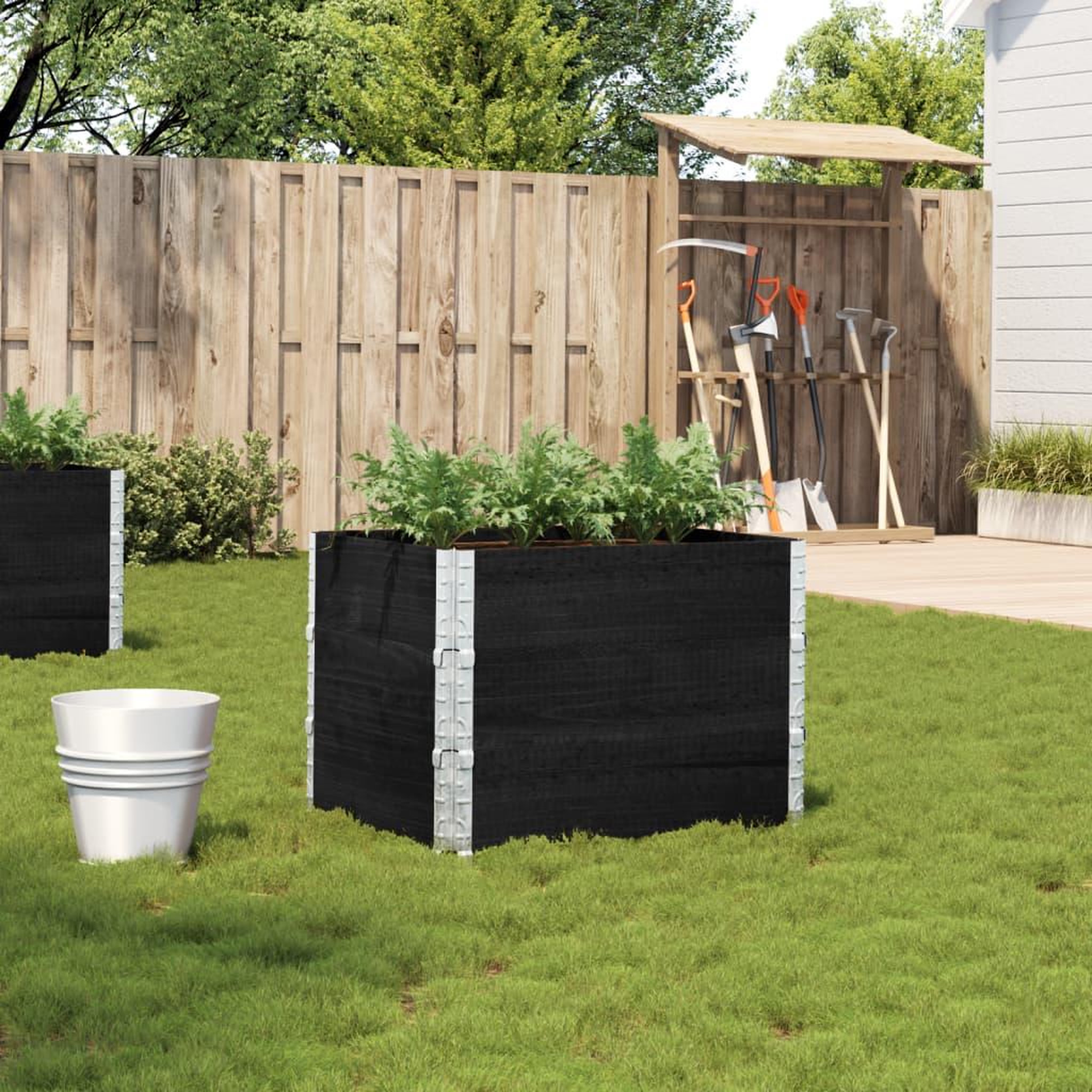 VIDAXL Jardiniere noir 80x60 cm bois massif de pin