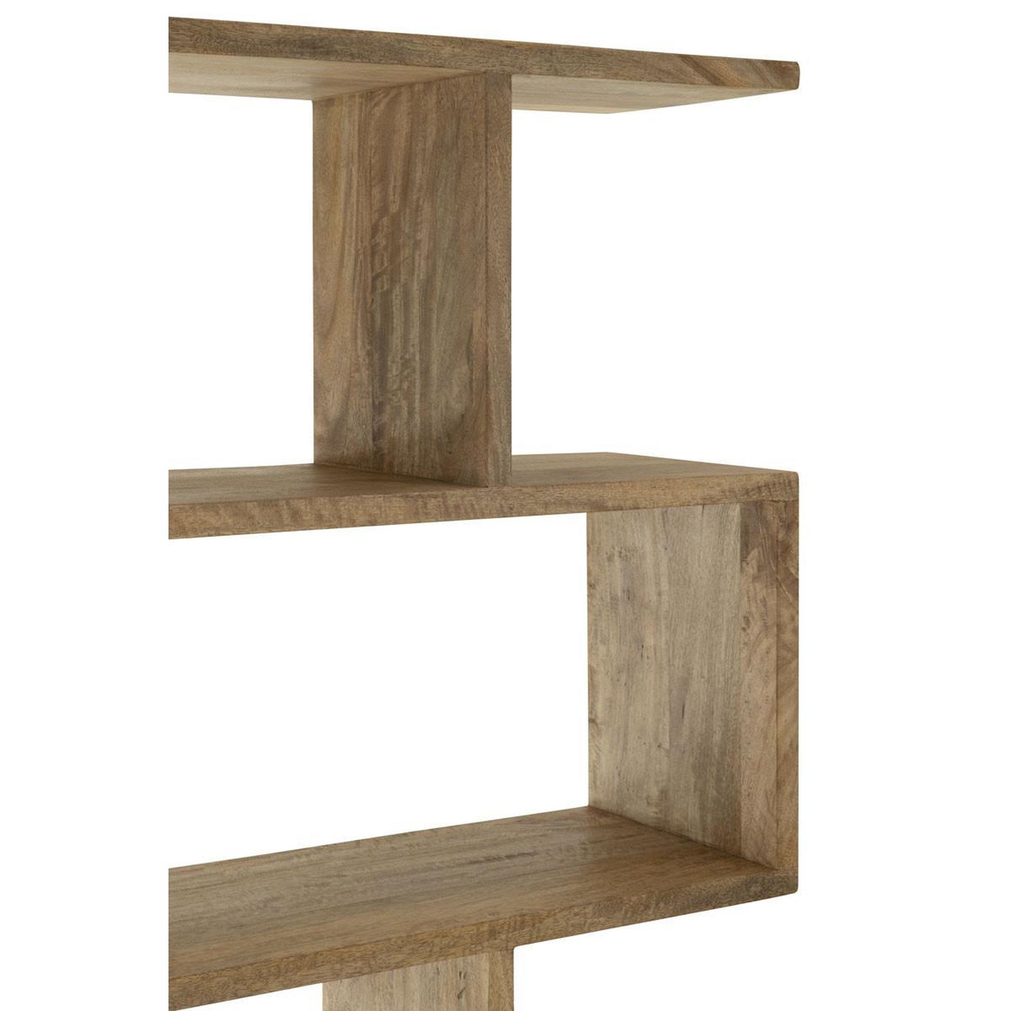Voir la diapositive 5 : J-LINE Bibliothèque en bois  lattes verticales  180cm naturel
