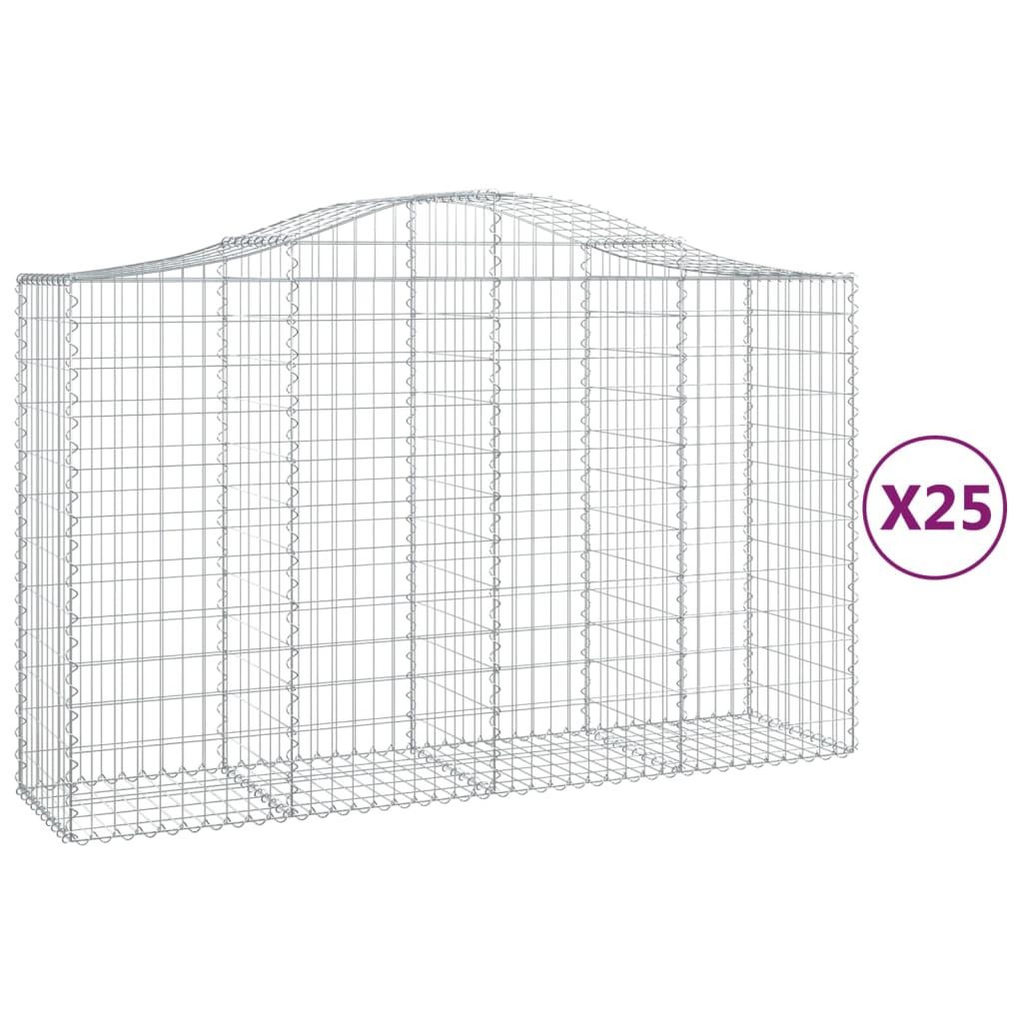 Voir la diapositive 2 : VIDAXL Paniers a gabions arques 25 pcs 200x50x120/140 cm Fer galvanise