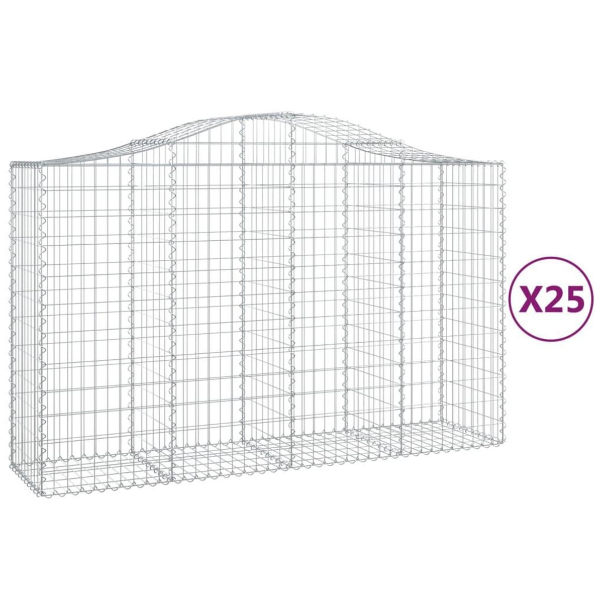 VIDAXL Paniers a gabions arques 25 pcs 200x50x120/140 cm Fer galvanise