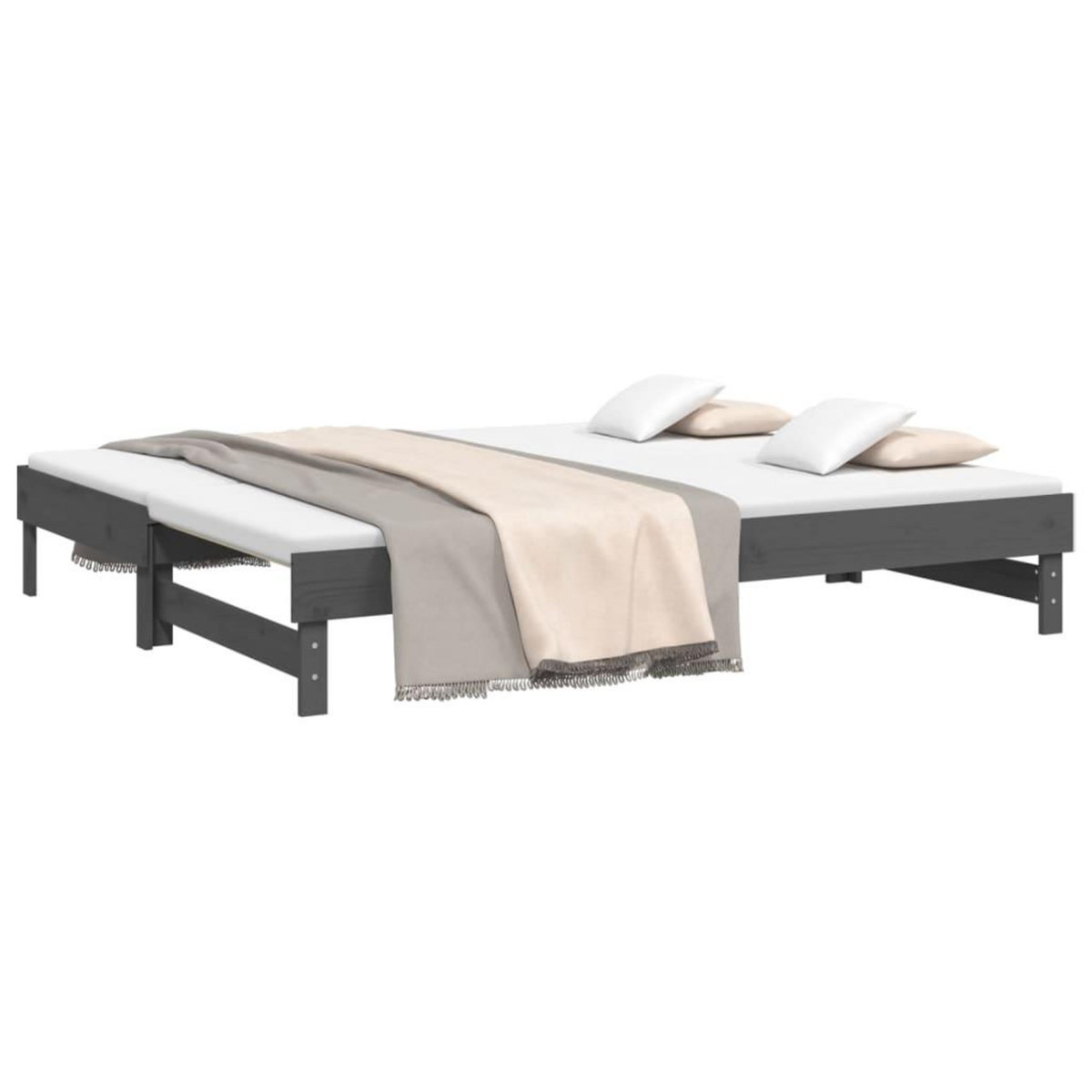 VIDAXL Lit coulissant sans matelas gris 2x(100x200) cm