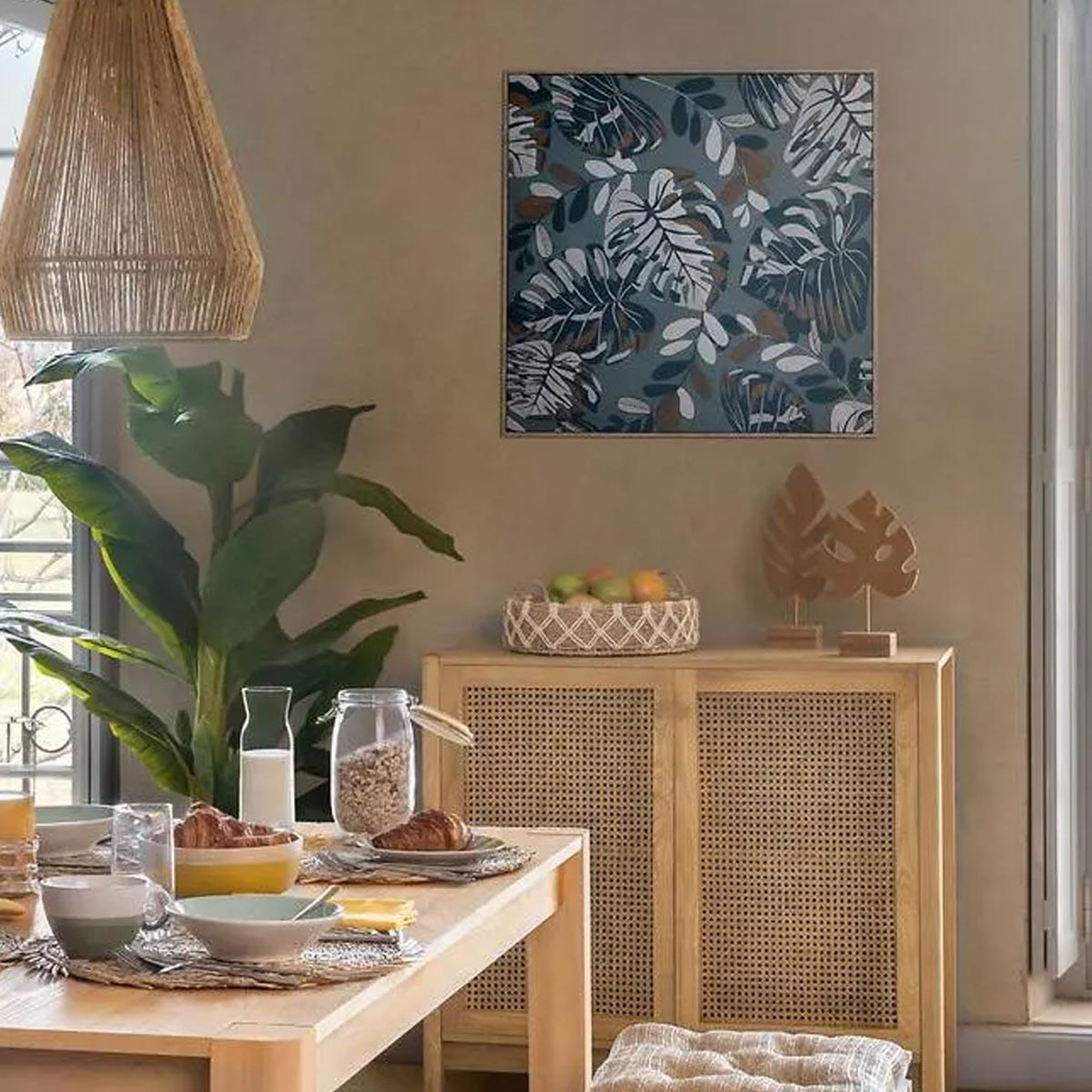 Voir la diapositive 2 : ATMOSPHERA Plateau macramé déco  palm  38cm beige