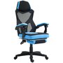 Voir la diapositive 1 : HOMCOM Fauteuil gaming chaise gamer dossier et hauteur réglable roulettes pivotantes repose-pied tissu maille bleu noir