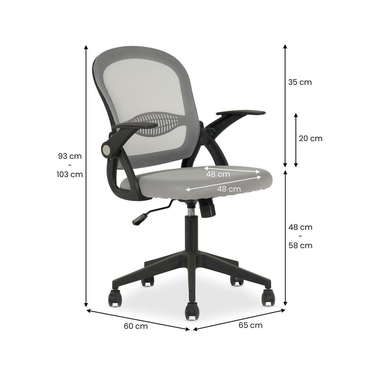 IDIMEX Chaise de bureau ergonomique EREN réglable en tissu mesh