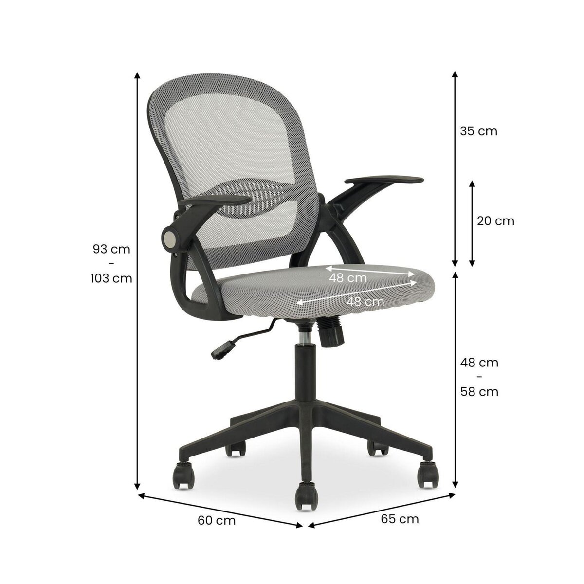 IDIMEX Chaise de bureau ergonomique EREN réglable en tissu mesh