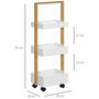 Voir la diapositive 3 : HOMCOM Desserte chariot de service 3 compartiments MDF blanc structure bois de bambou verni