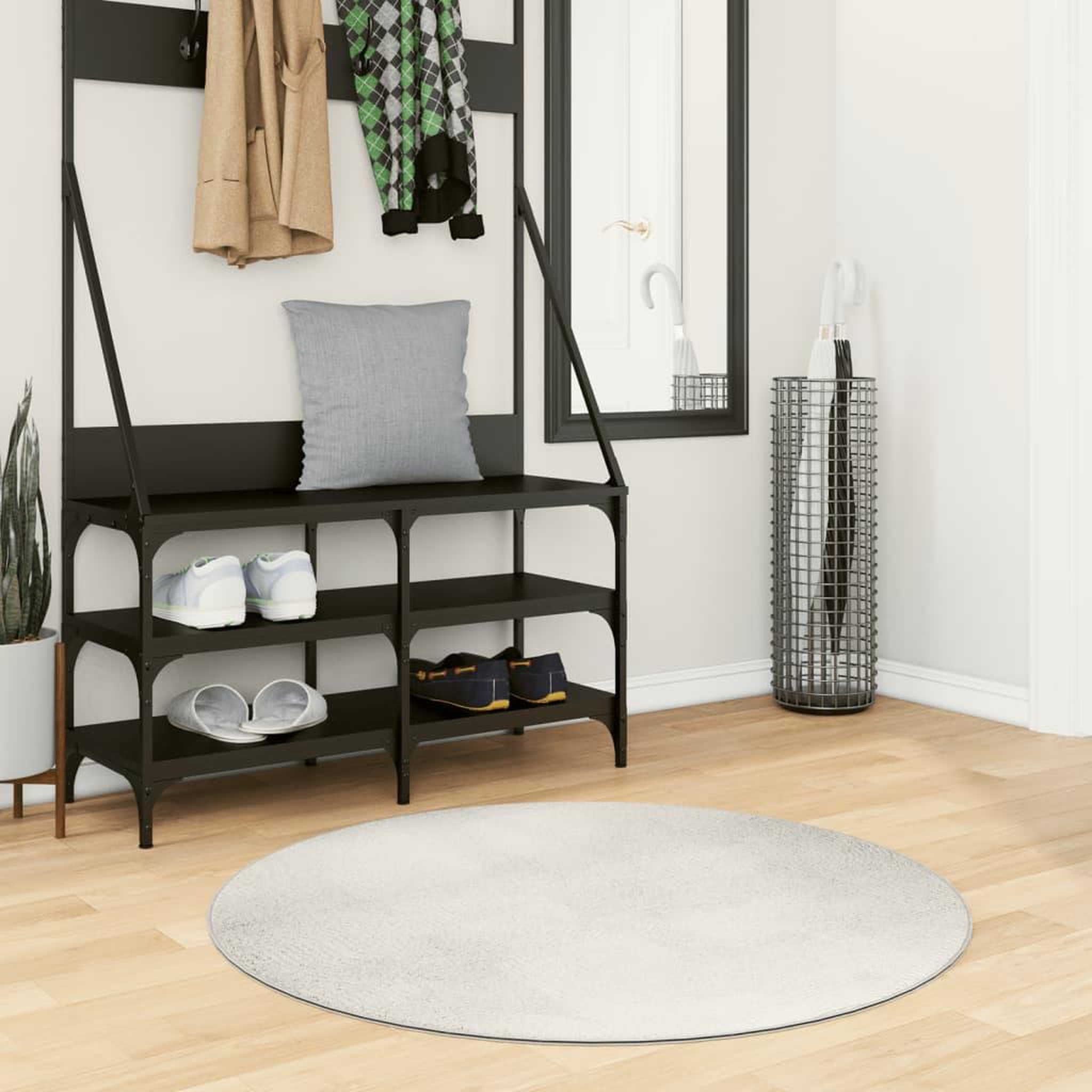 VIDAXL Tapis IZA poils courts style scandinave creme Ø 100 cm