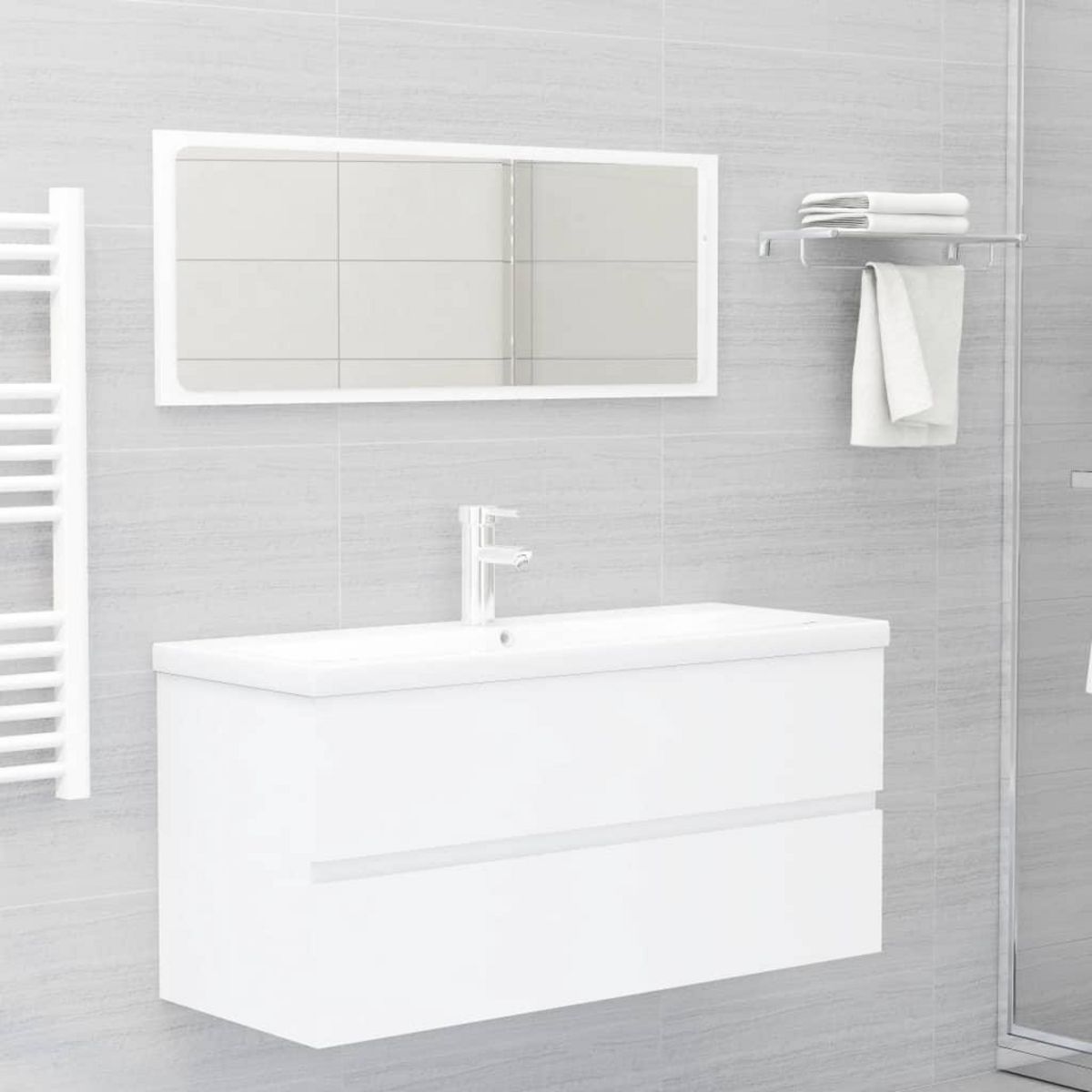 VIDAXL Armoire d'evier avec lavabo integre blanc bois d'ingenierie