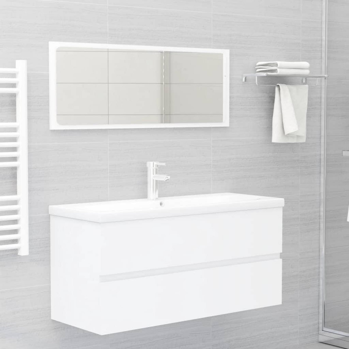 VIDAXL Armoire d'evier avec lavabo integre blanc bois d'ingenierie