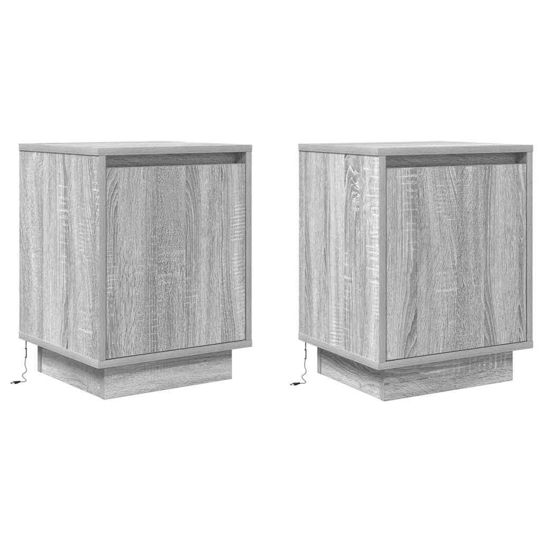 Voir la diapositive 3 : VIDAXL Tables de chevet avec lumieres LED 2 pcs sonoma gris 38x34x50cm