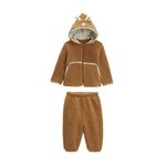 Petit Béguin Ensemble bébé veste et pantalon en sherpa Lamascotte. Coloris disponibles : Marron